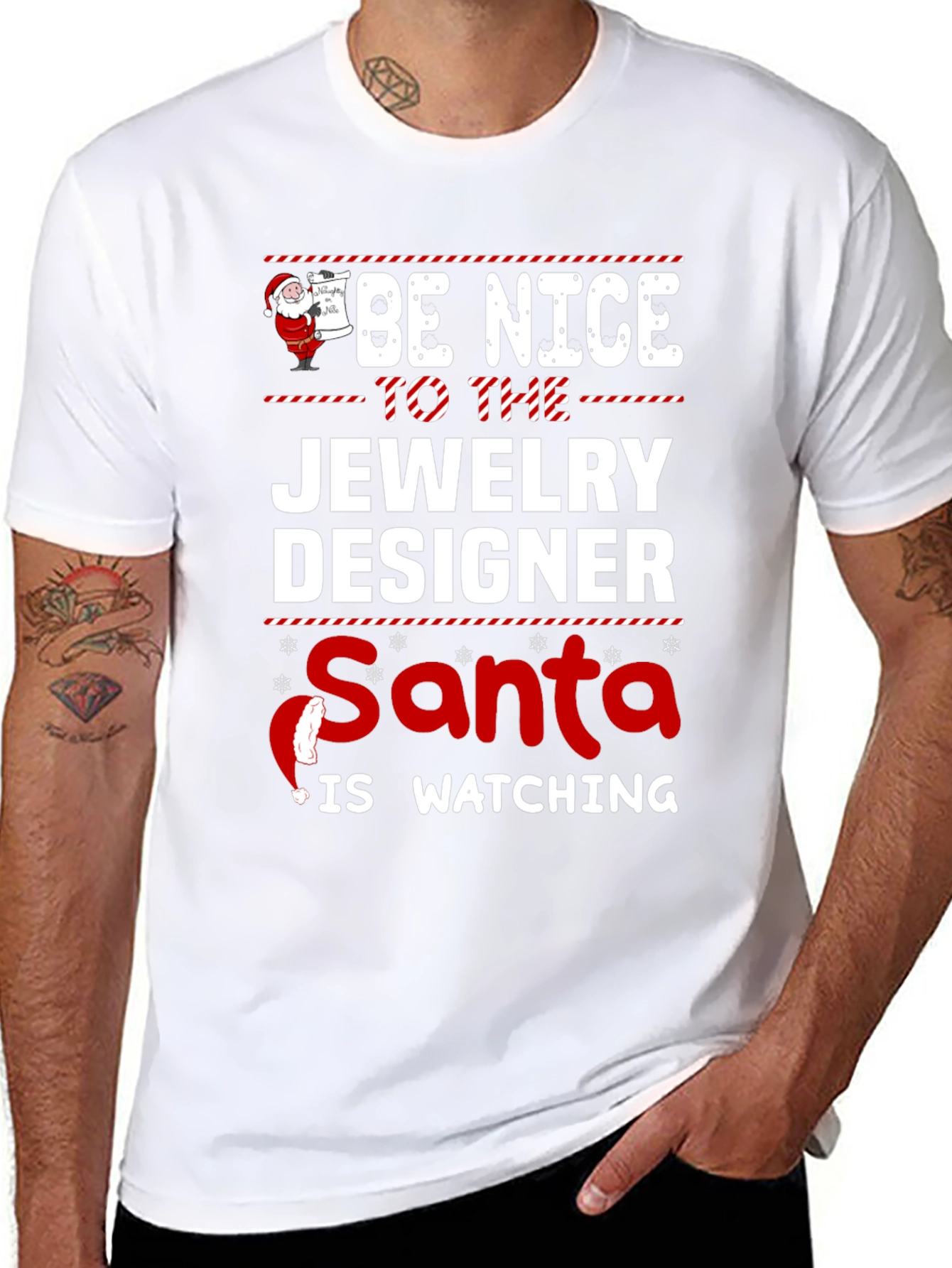 Be Nice to the Jewelry Designer Santa T-Shirt