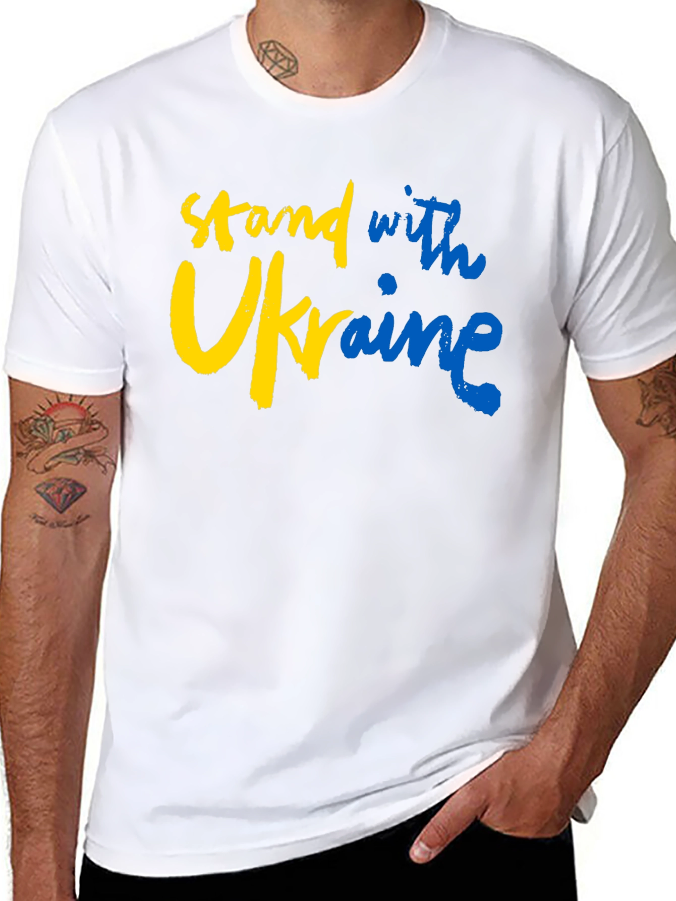 Stand with Ukraine Graphic Tee - Black Cotton T-Shirt