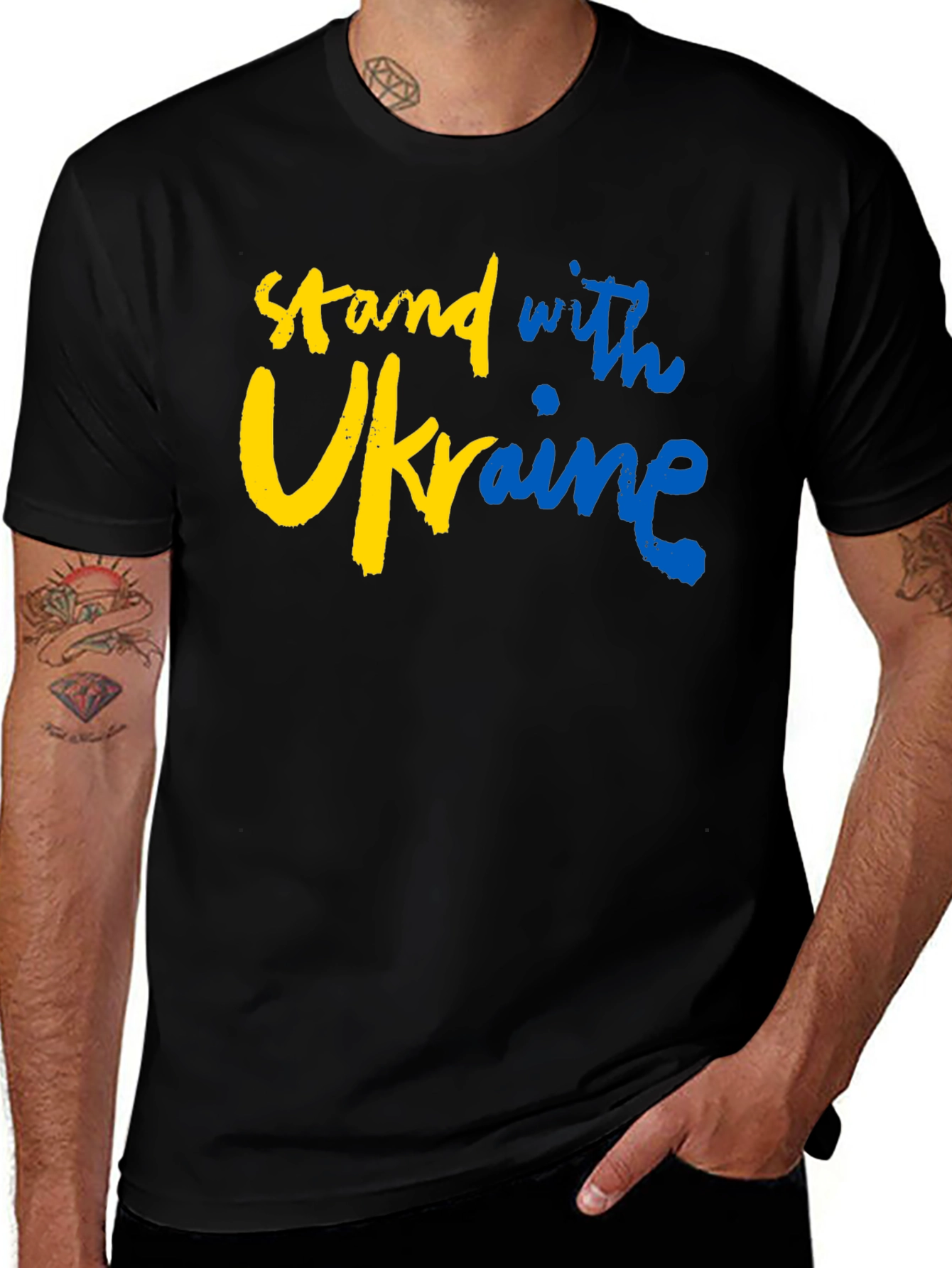 Stand with Ukraine Graphic Tee - Black Cotton T-Shirt
