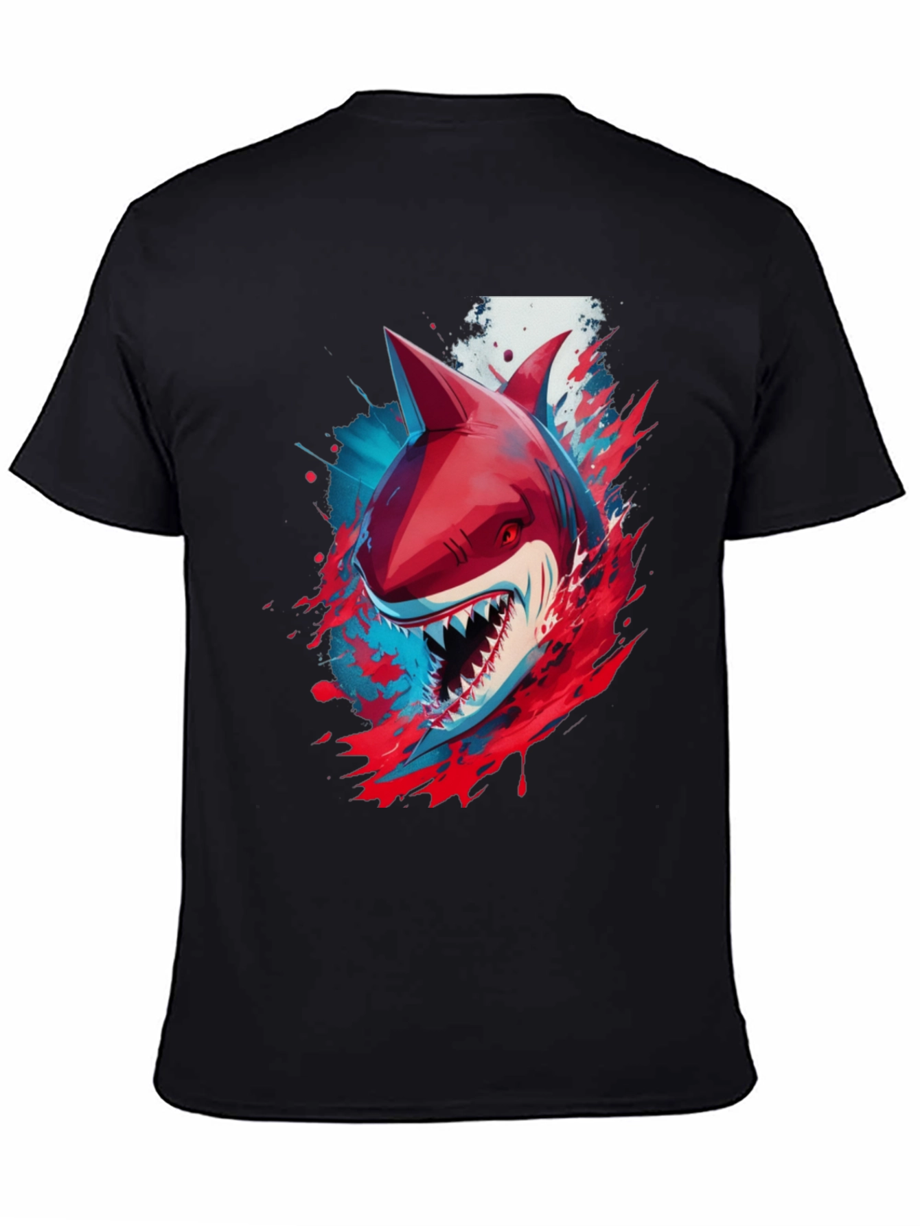 Shark Graphic Print T-Shirt - Black