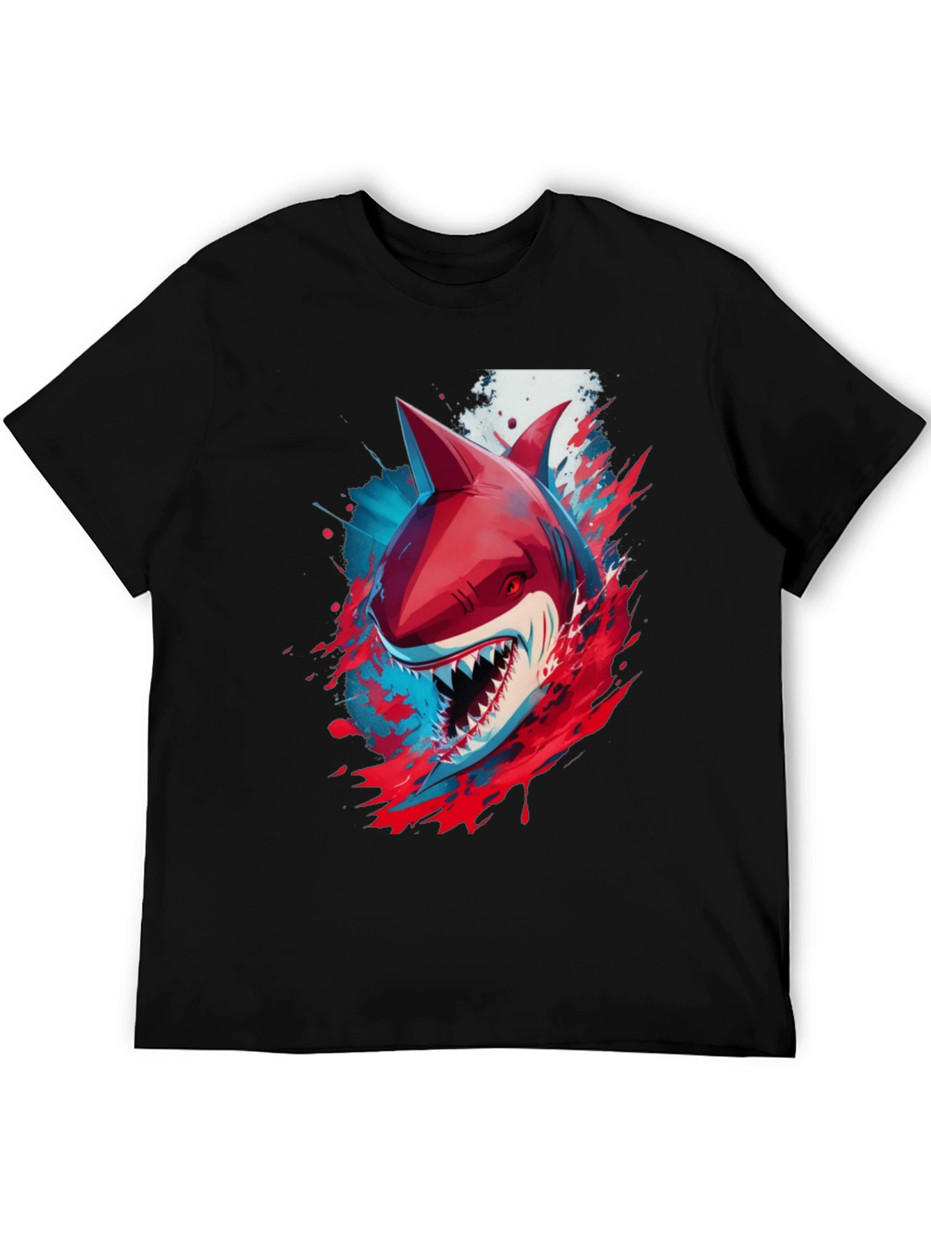 Shark Graphic Print T-Shirt - Black