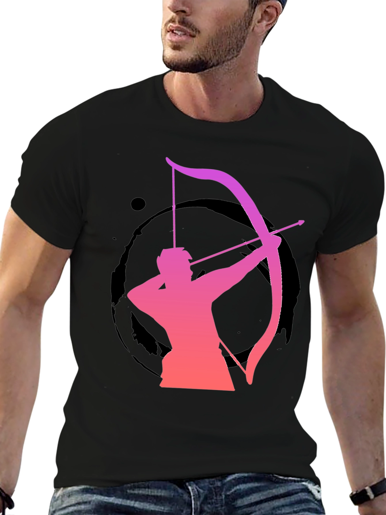 Archery Silhouette Graphic T-Shirt - Black