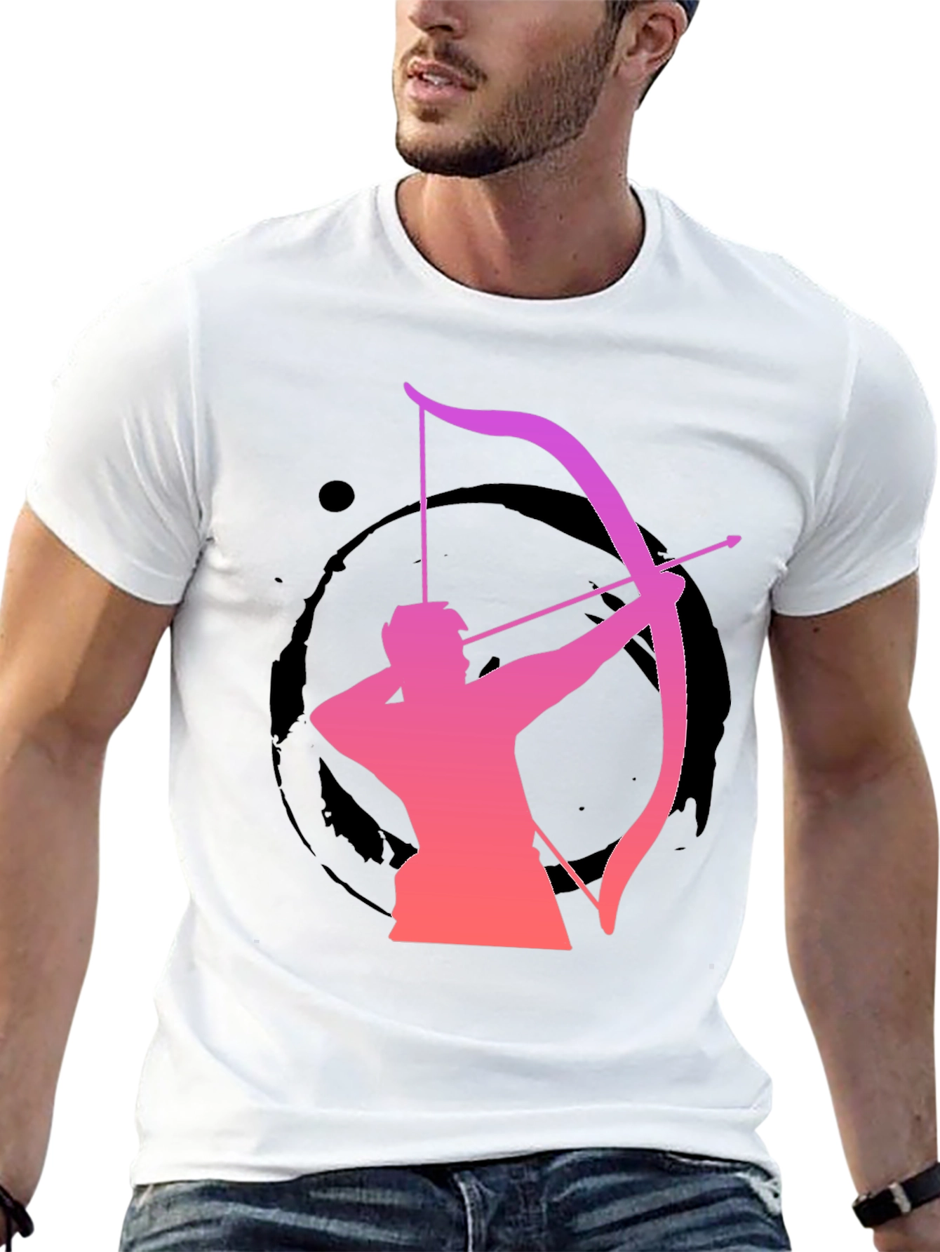 Archery Silhouette Graphic T-Shirt - Black