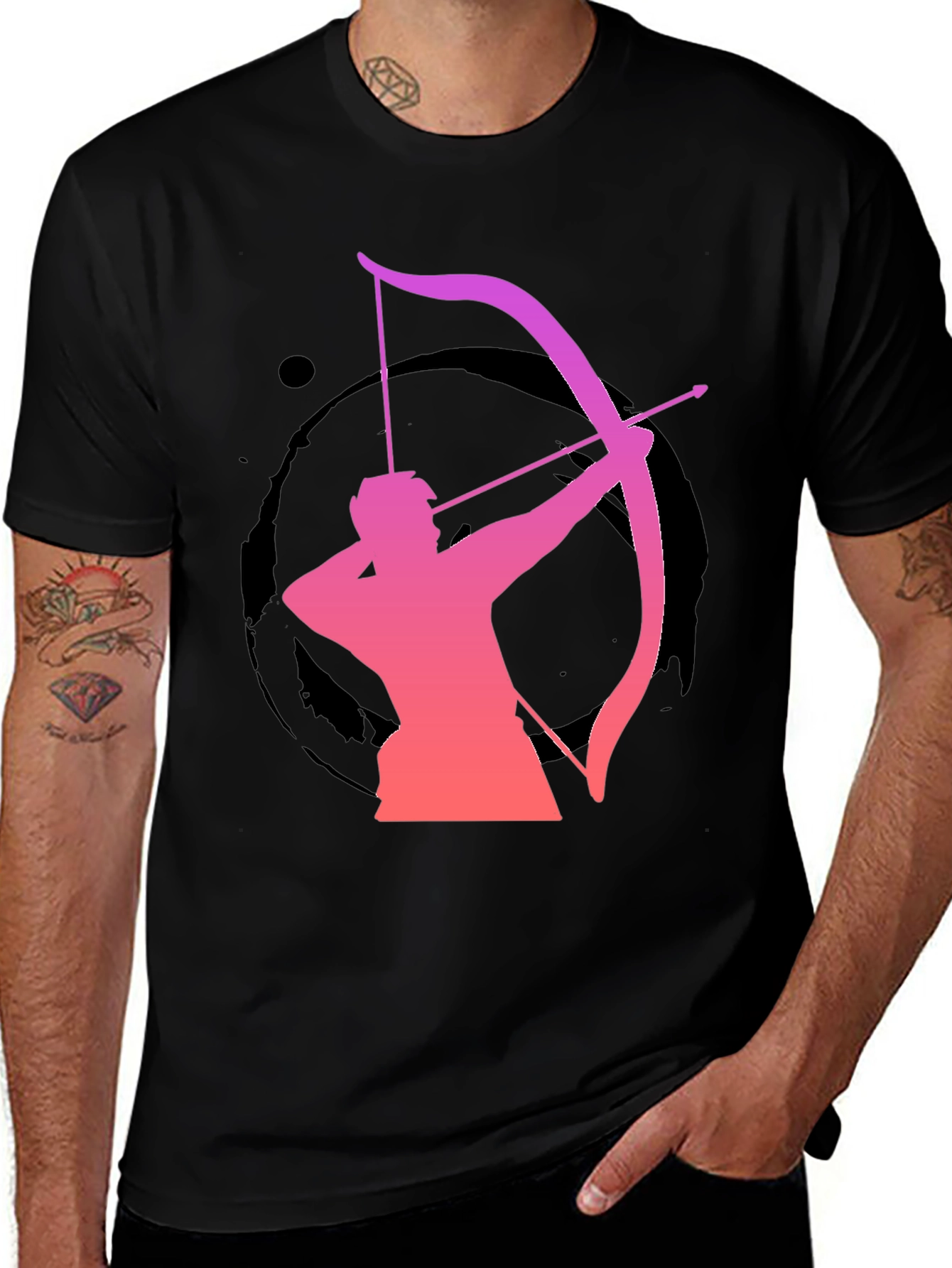 Archery Silhouette Graphic T-Shirt - Black