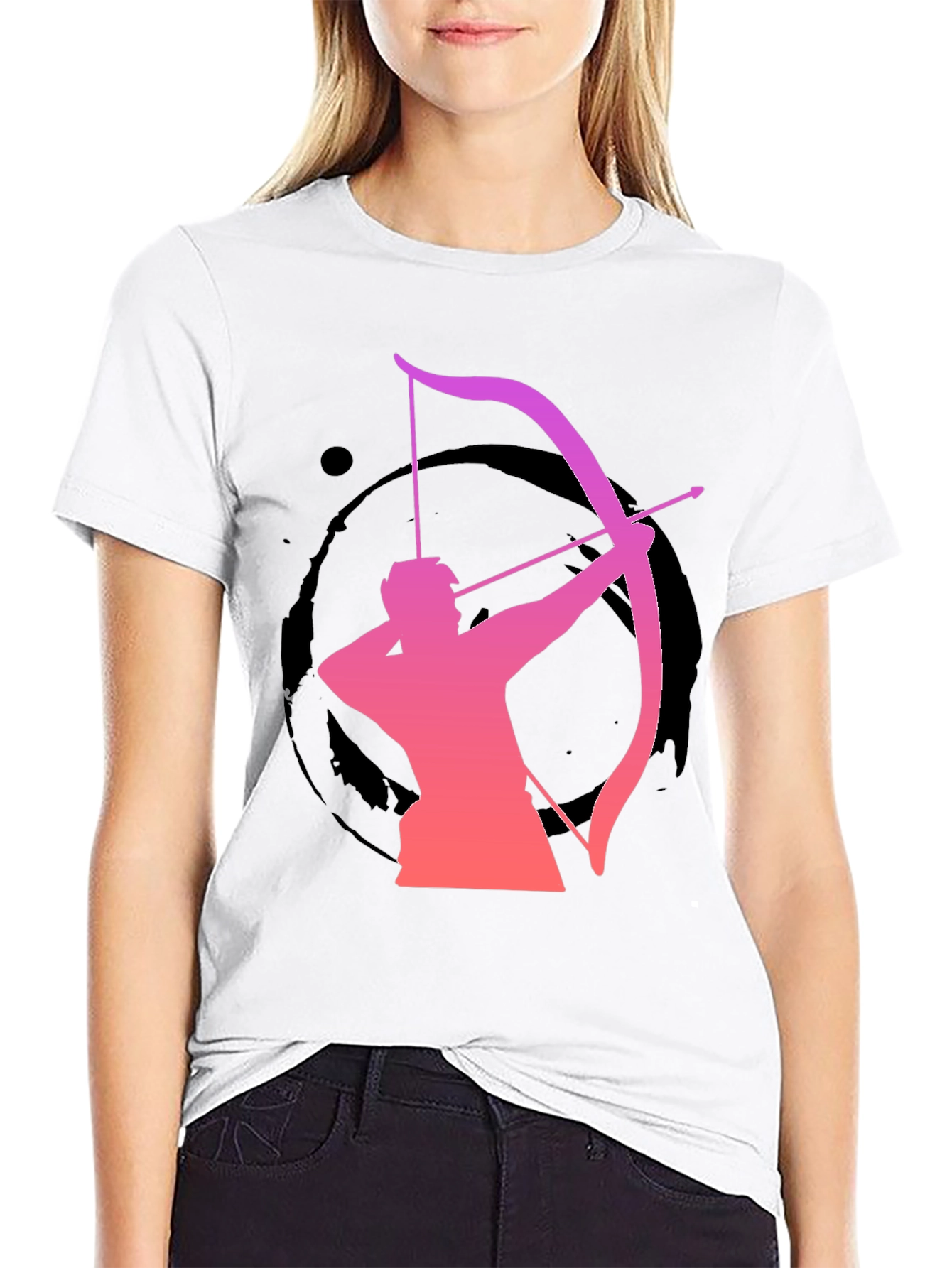 Archery Silhouette Graphic T-Shirt - Black