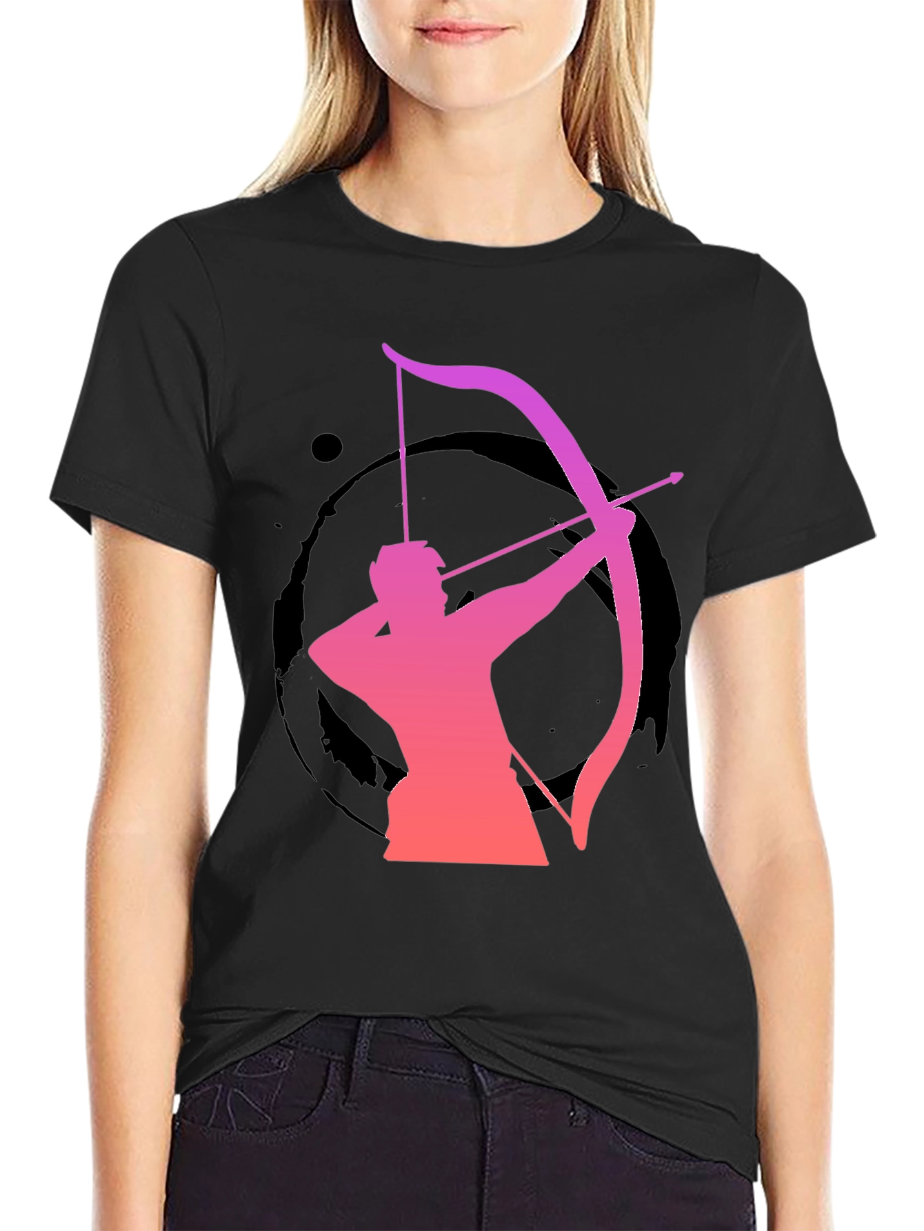 Archery Silhouette Graphic T-Shirt - Black