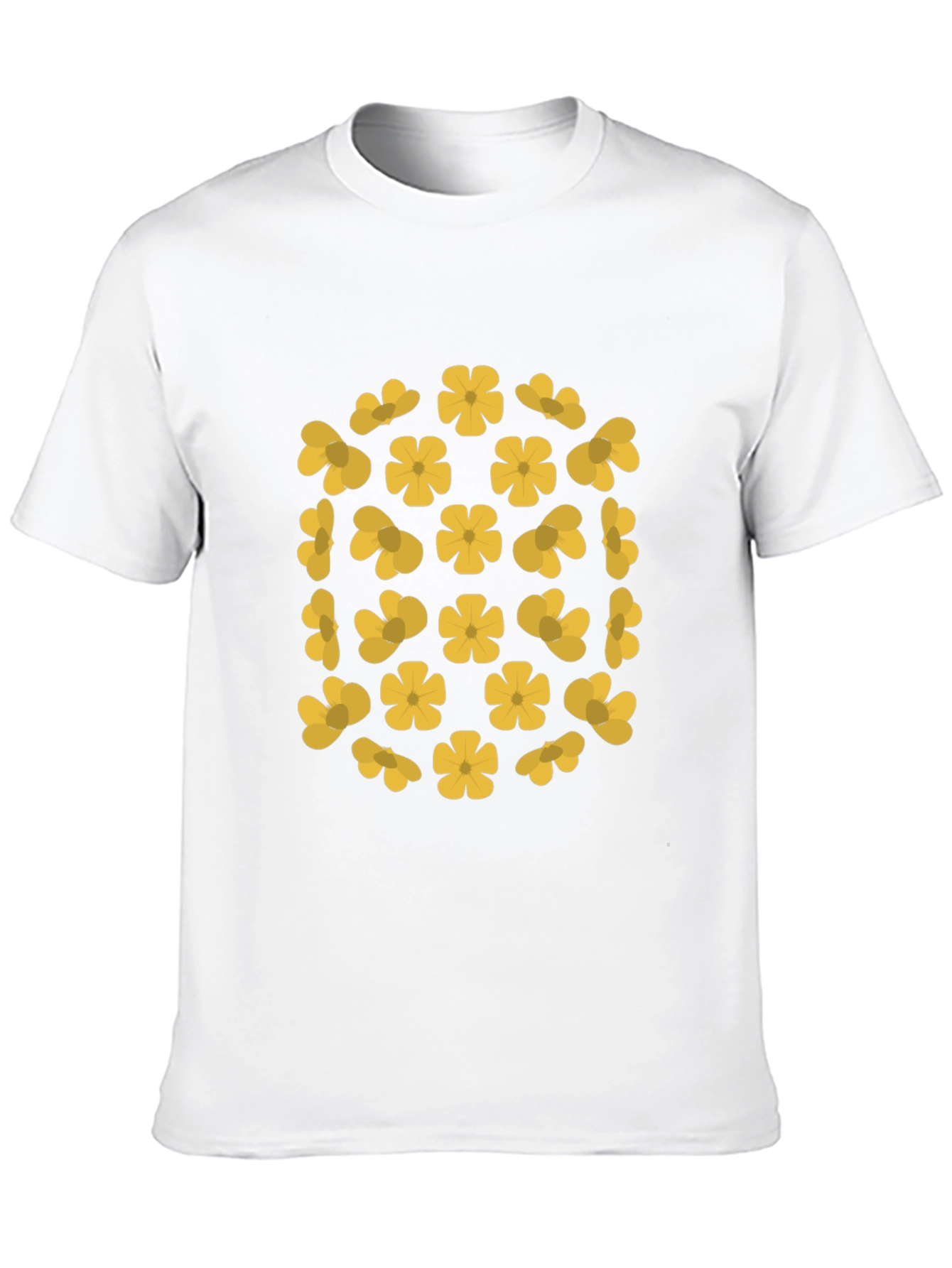 Black T-Shirt with Yellow Flower Pattern