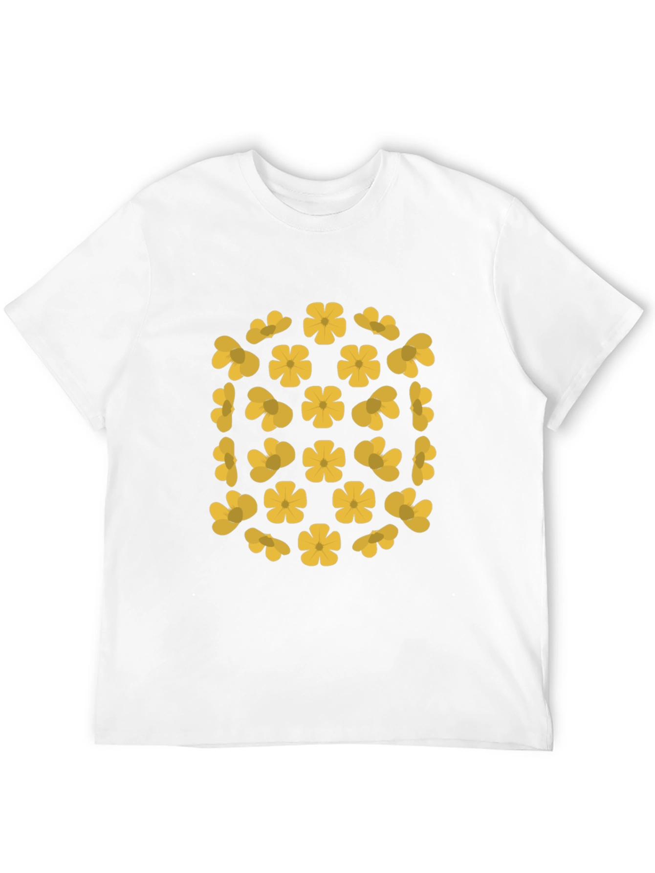 Black T-Shirt with Yellow Flower Pattern