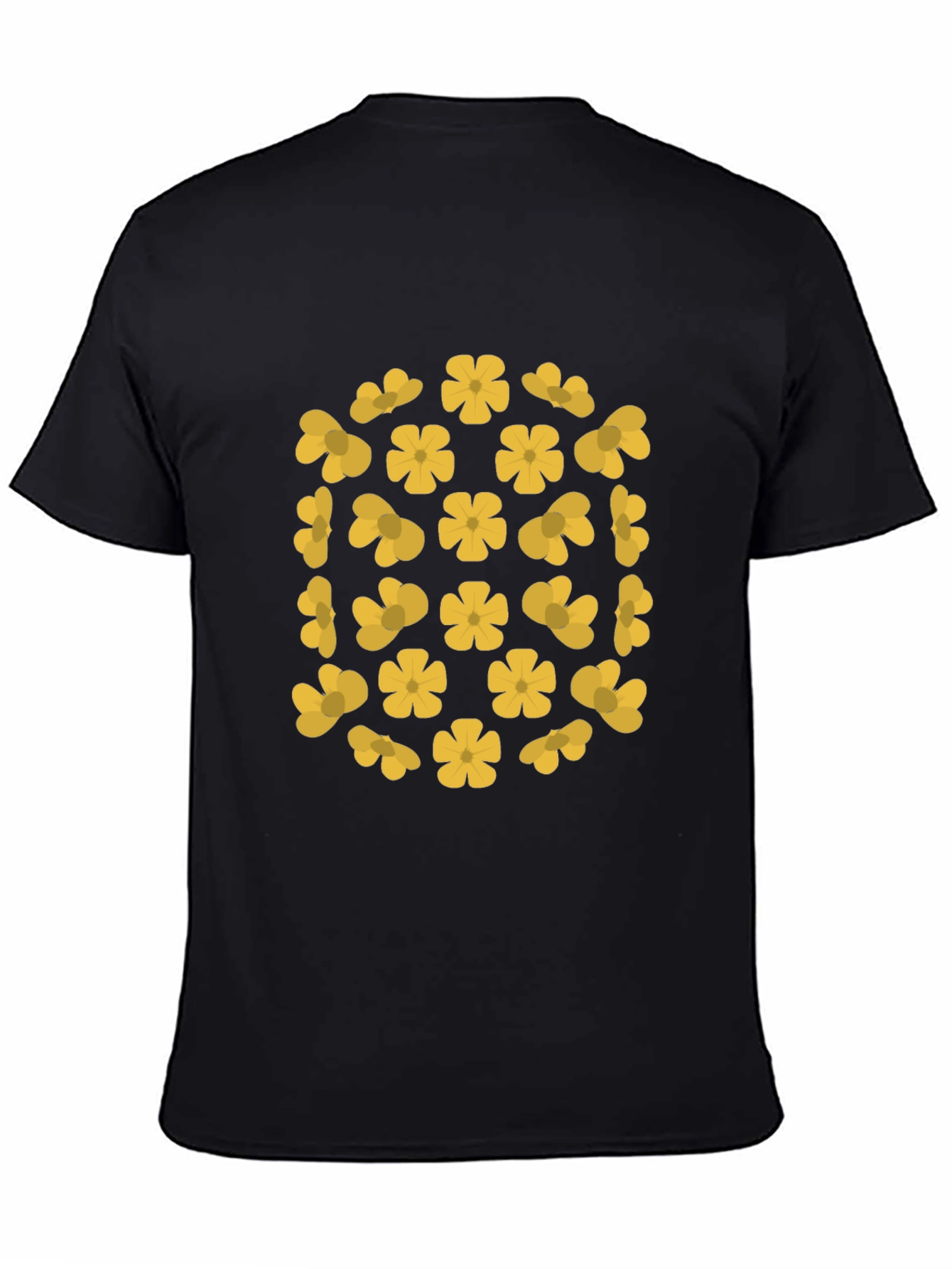 Black T-Shirt with Yellow Flower Pattern