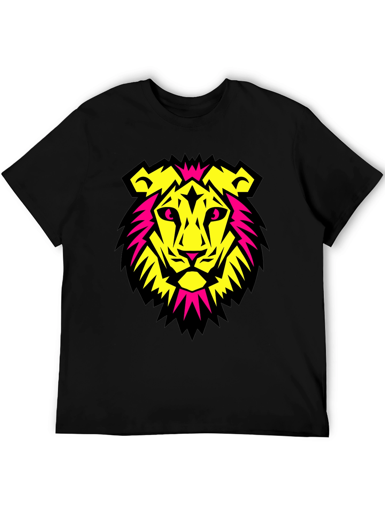 Bold Lion Graphic Tee - Black Crew Neck T-Shirt
