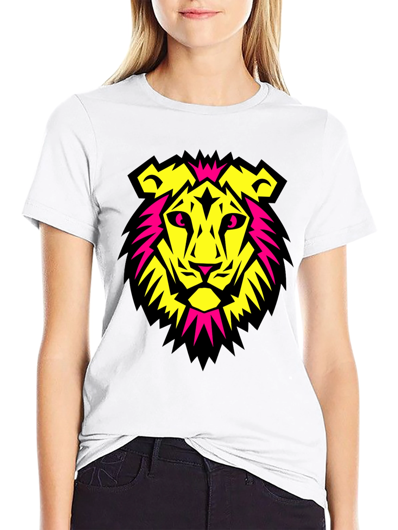 Bold Lion Graphic Tee - Black Crew Neck T-Shirt