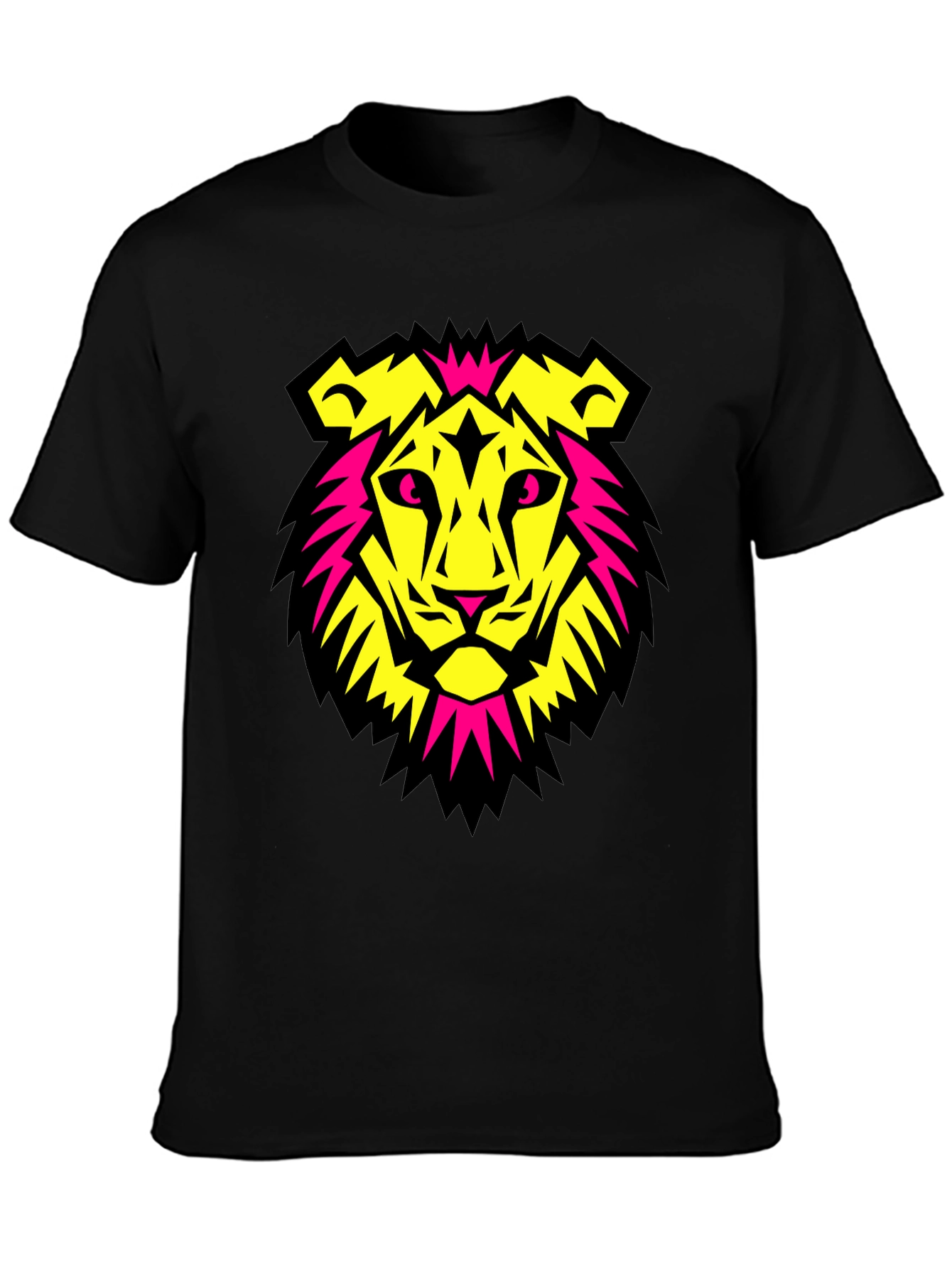 Bold Lion Graphic Tee - Black Crew Neck T-Shirt