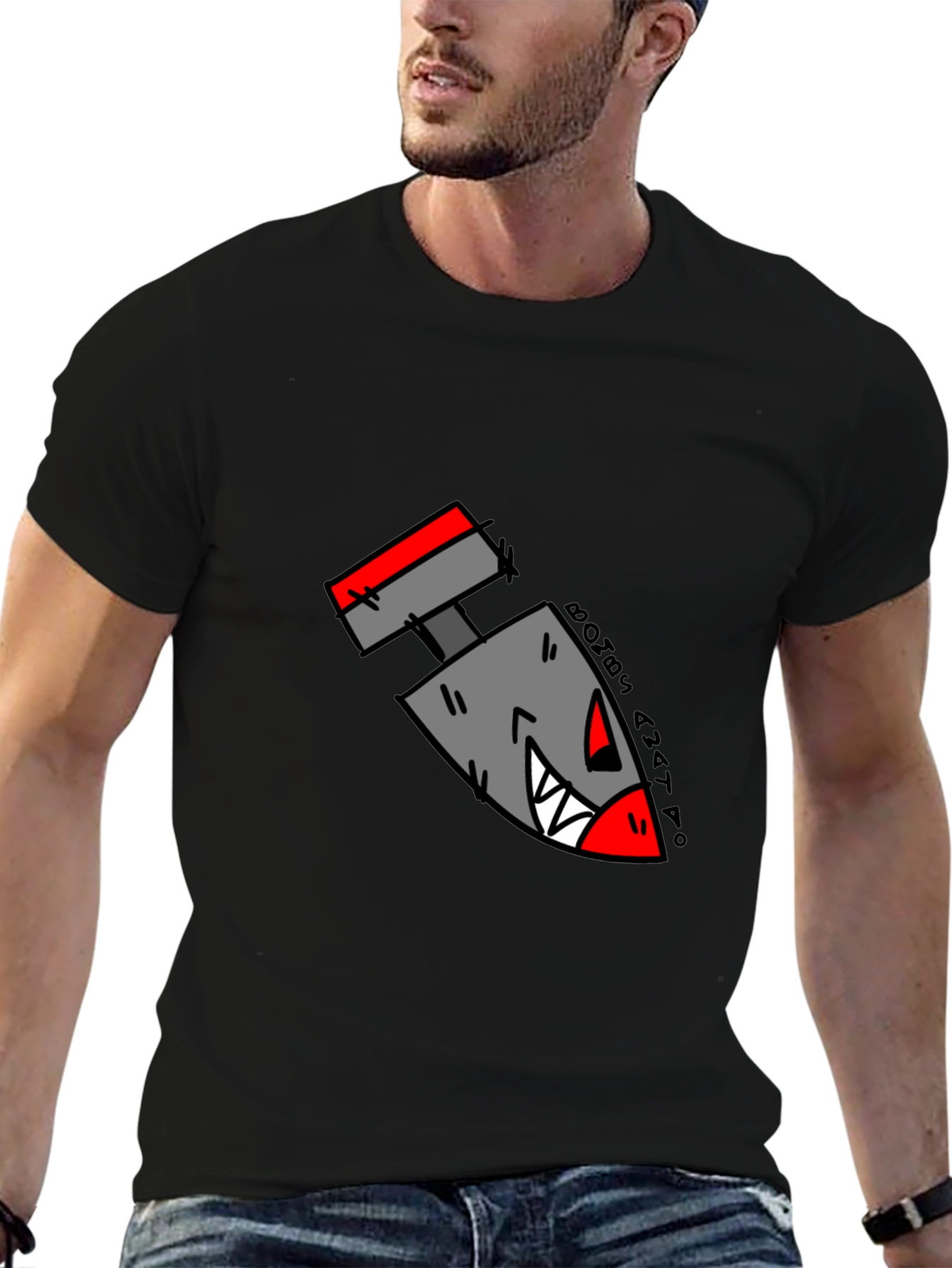 Cartoon Bomb Graphic Tee - Black Cotton T-Shirt