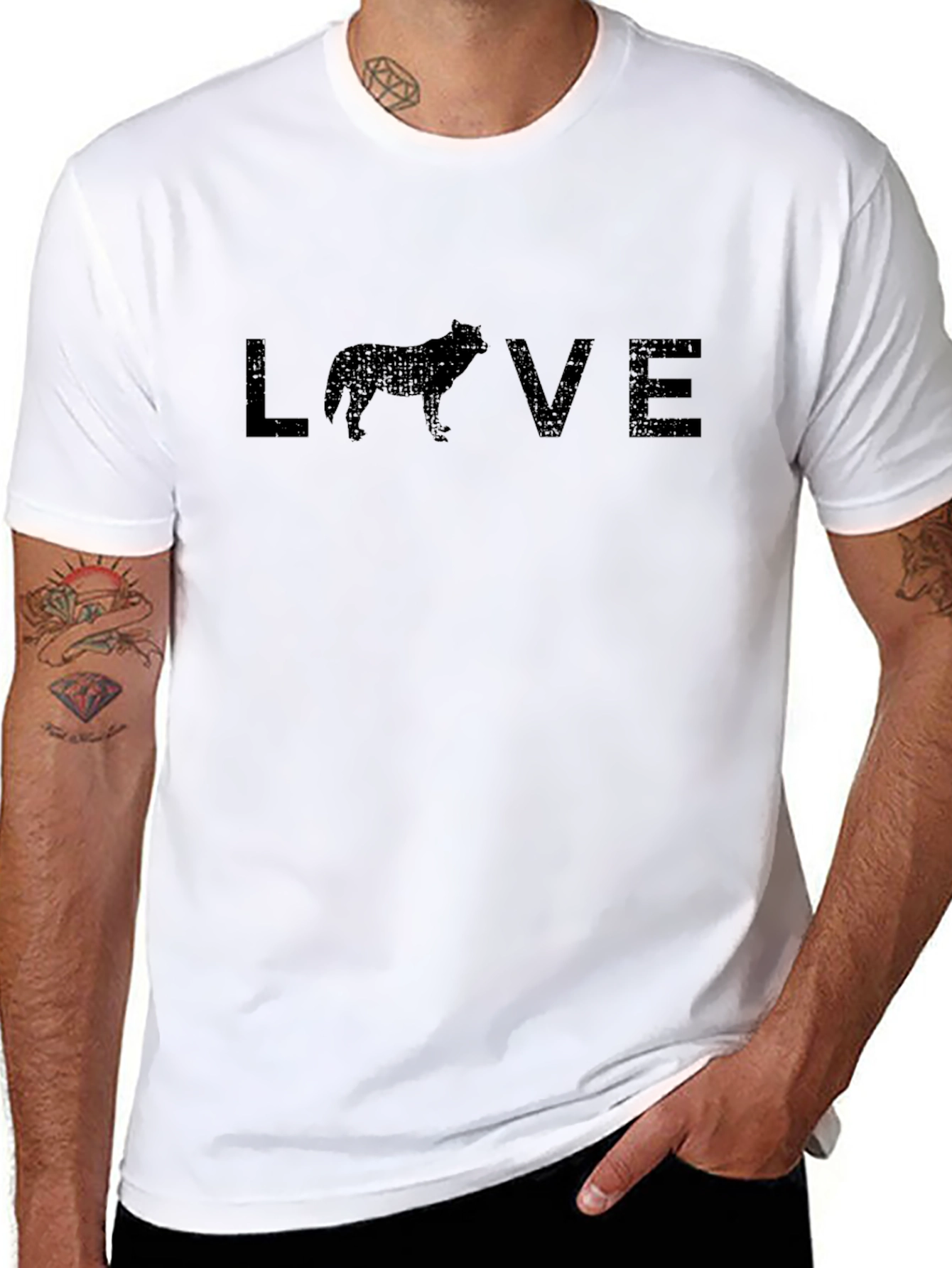 Wolf Love Graphic Tee - Mens Black T-Shirt