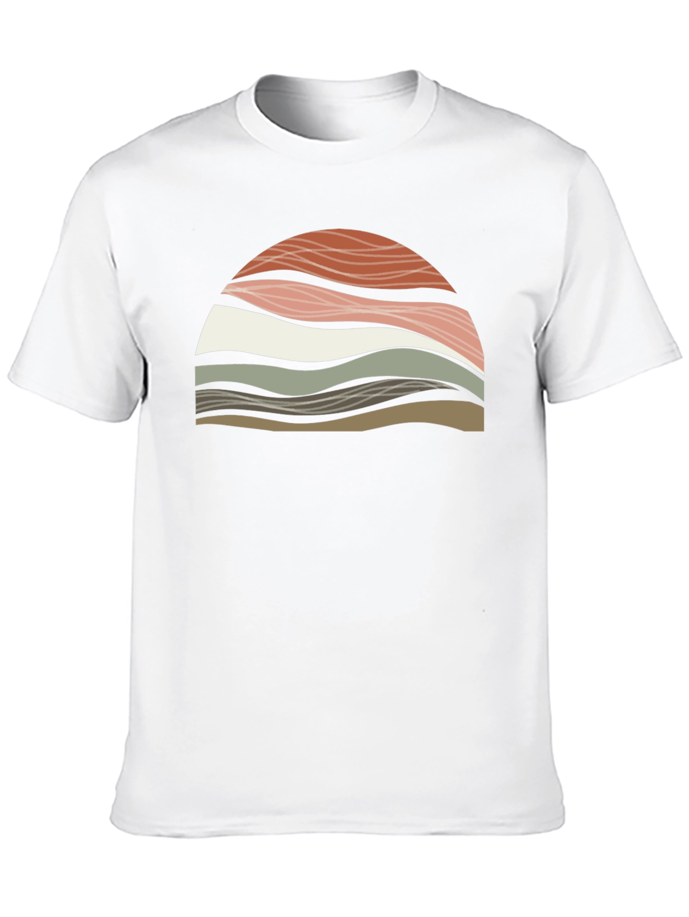 Abstract Wavy Graphic Print T-Shirt - Black