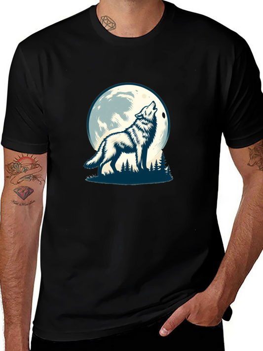 Wolf Moon Graphic Tee - Black Cotton Blend