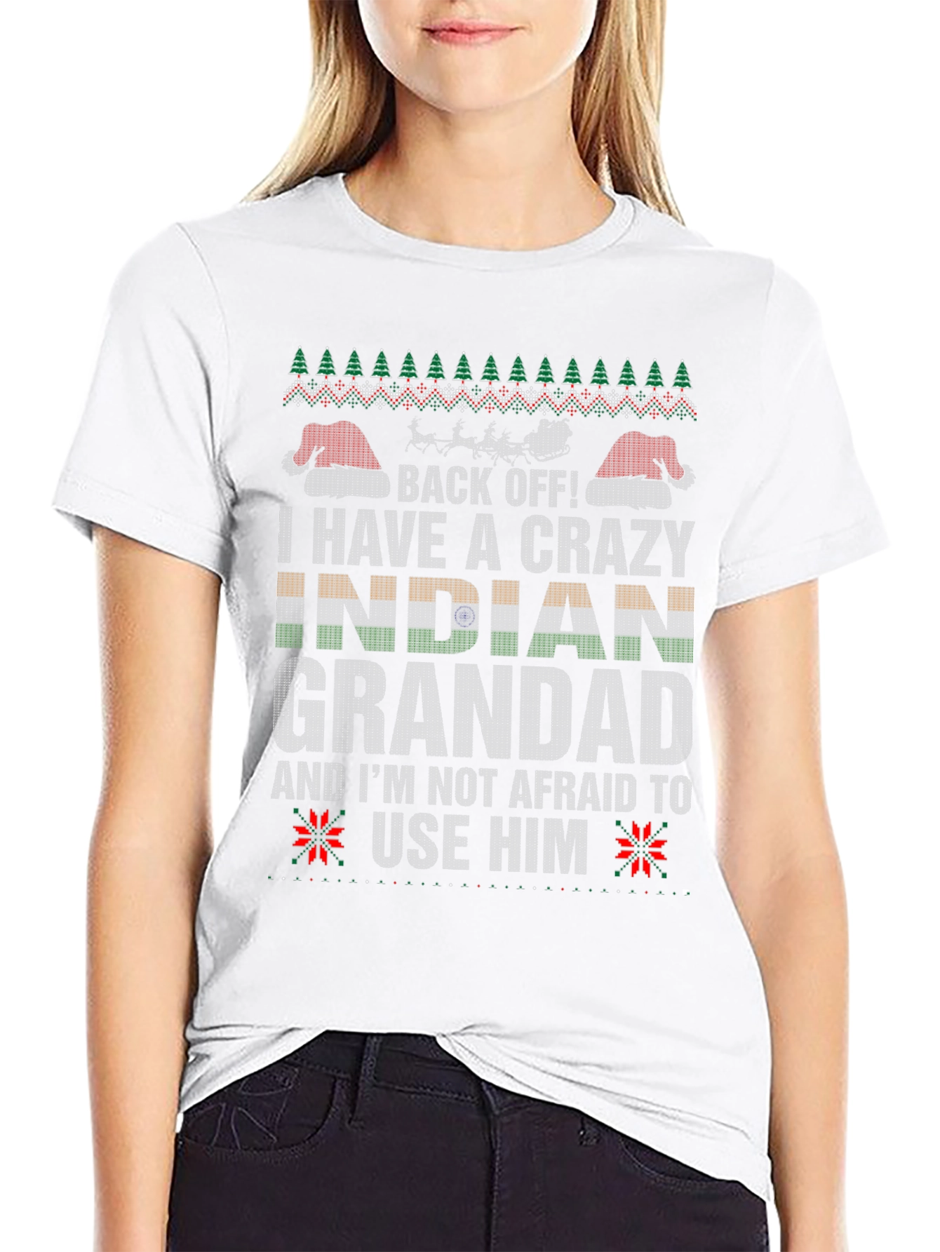 Crazy Indian Grandad Christmas T-Shirt