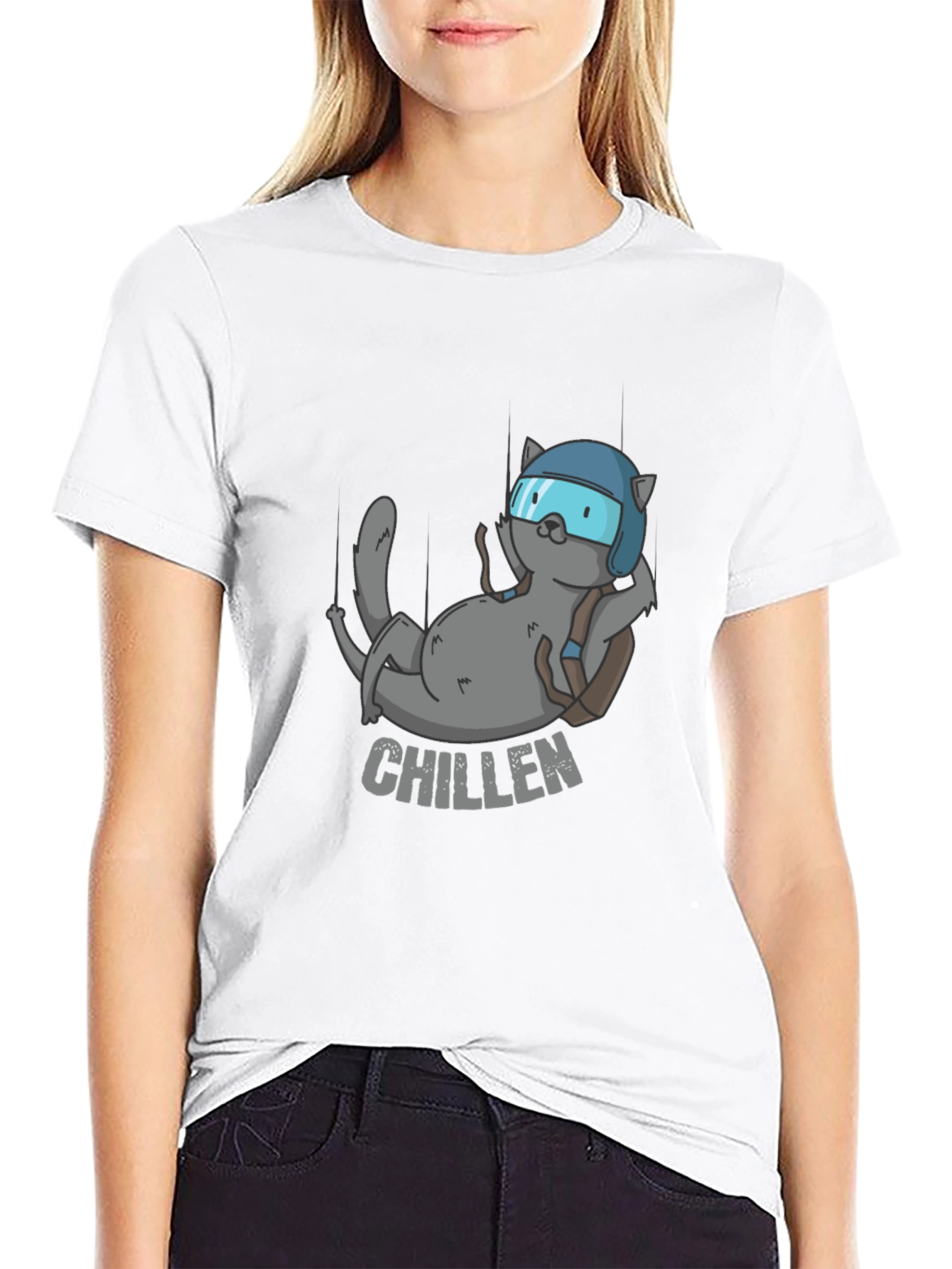 Chillen Cat Skydiving T-Shirt