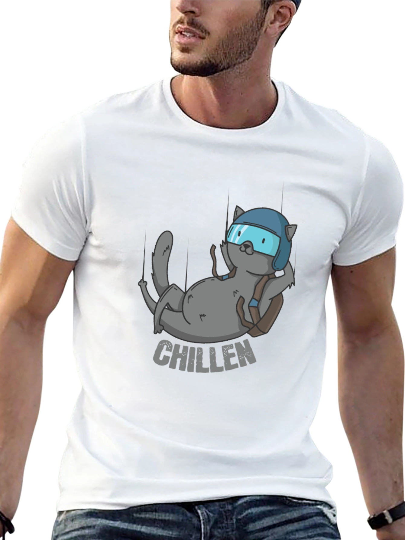 Chillen Cat Skydiving T-Shirt
