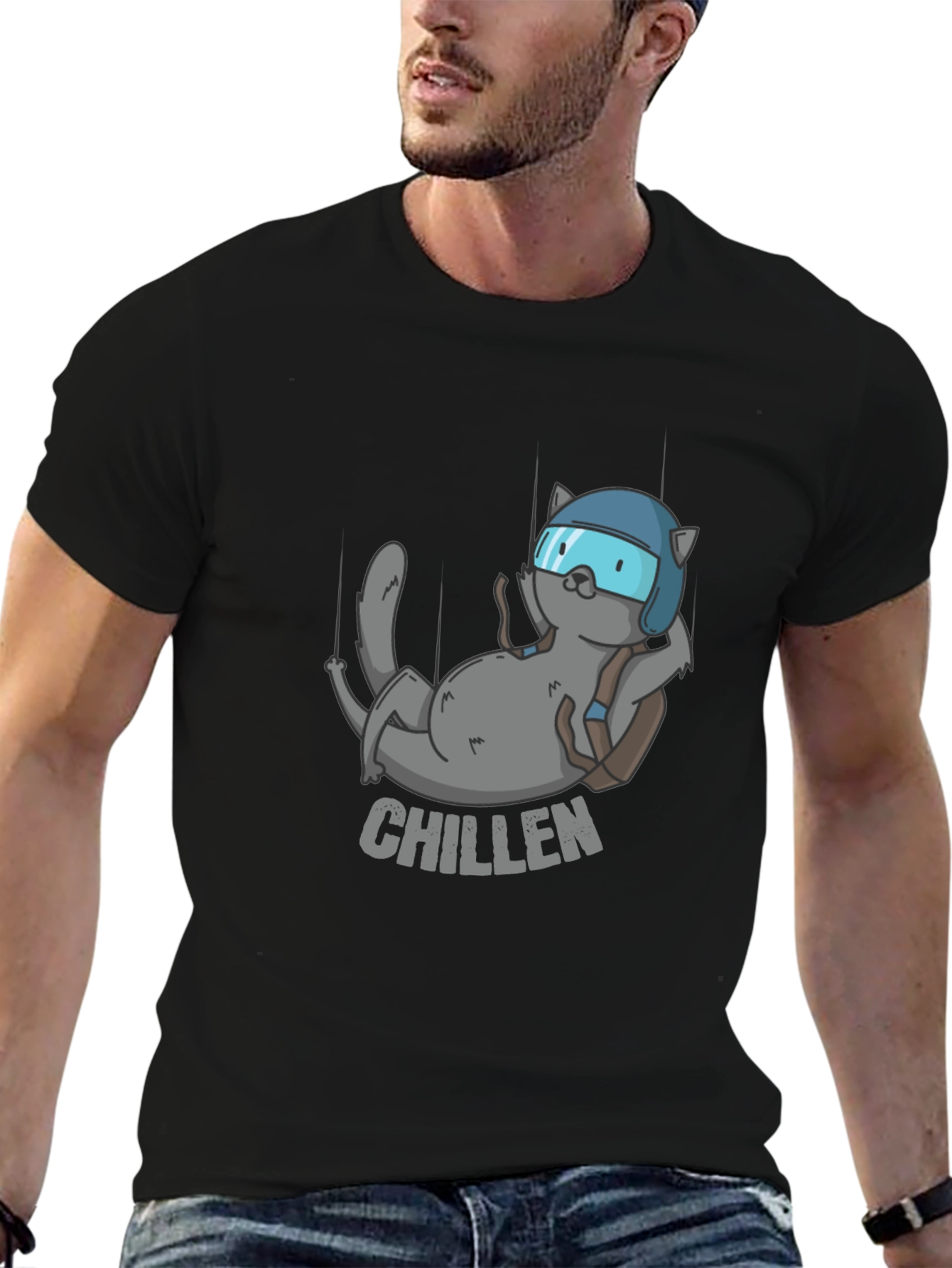 Chillen Cat Skydiving T-Shirt