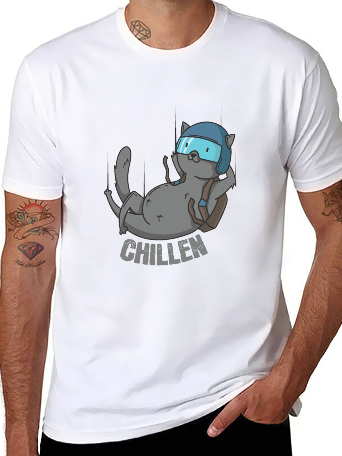 Chillen Cat Skydiving T-Shirt