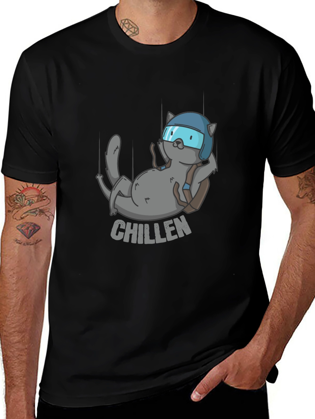 Chillen Cat Skydiving T-Shirt