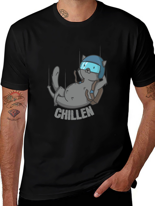 Chillen Cat Skydiving T-Shirt