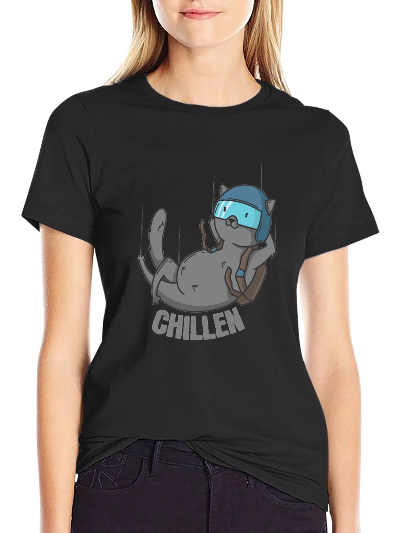 Chillen Cat Skydiving T-Shirt