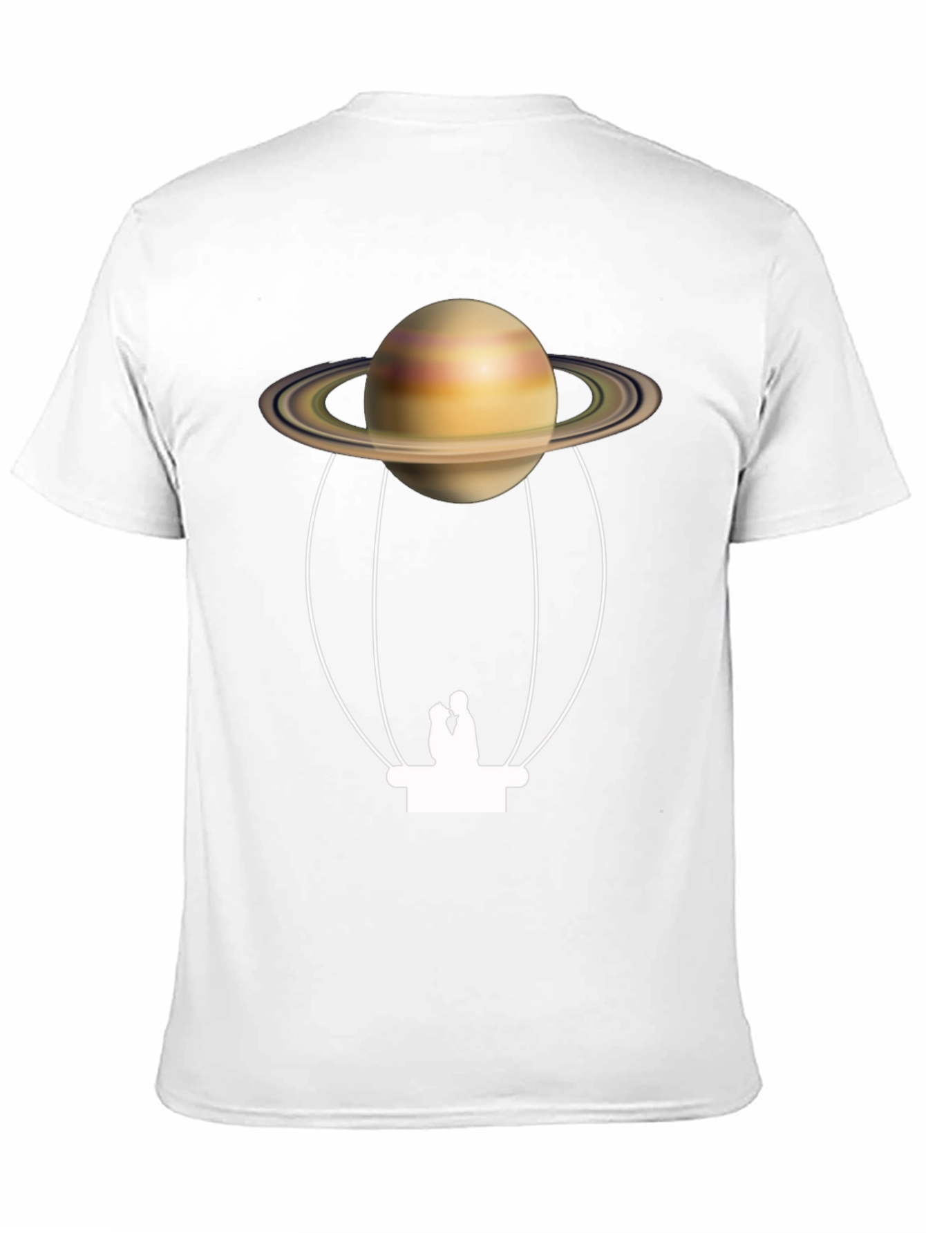 Saturn Hot Air Balloon Black T-Shirt