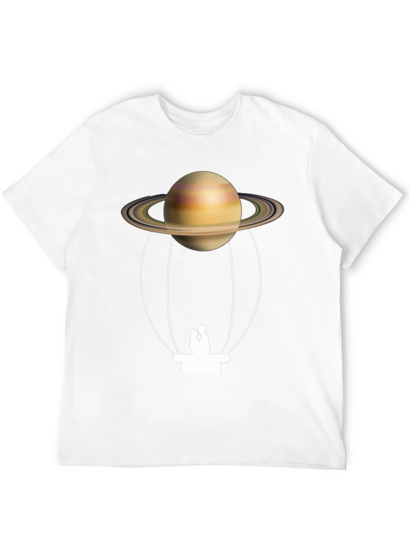 Saturn Hot Air Balloon Black T-Shirt
