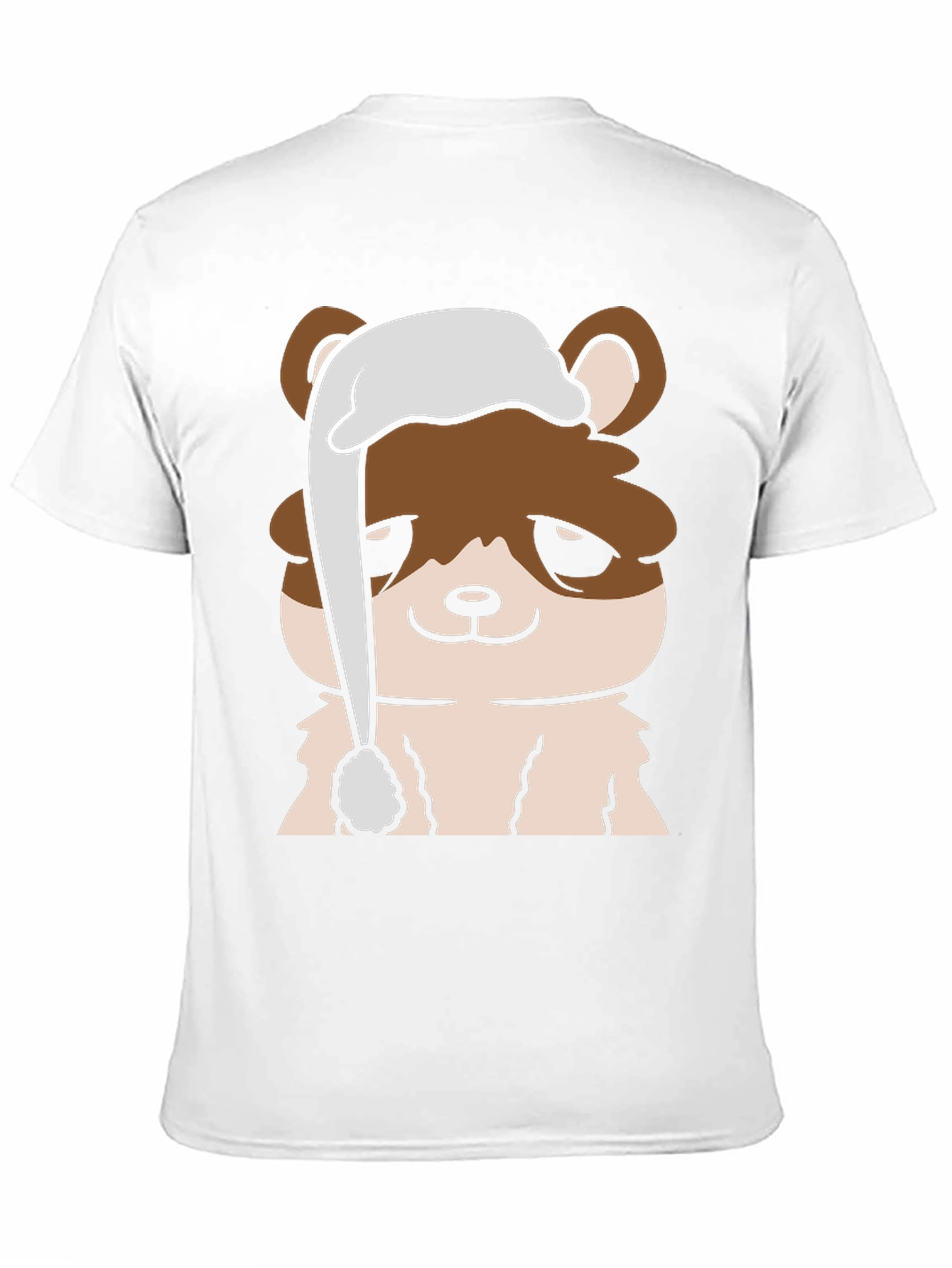Cute Cartoon Bear with Sleep Hat Mens Black T-Shirt
