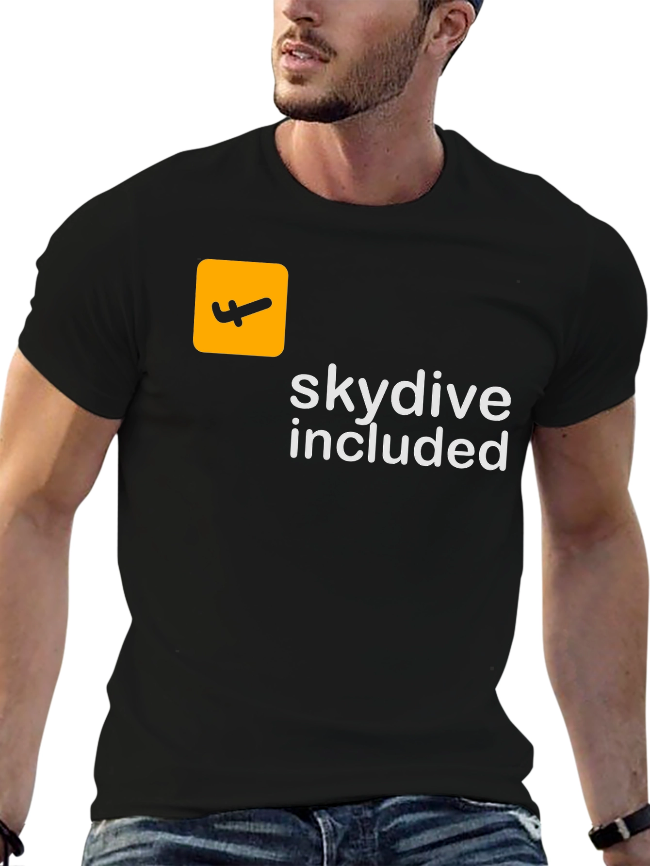 Skydive Included Graphic Tee - Black Cotton T-Shirt
