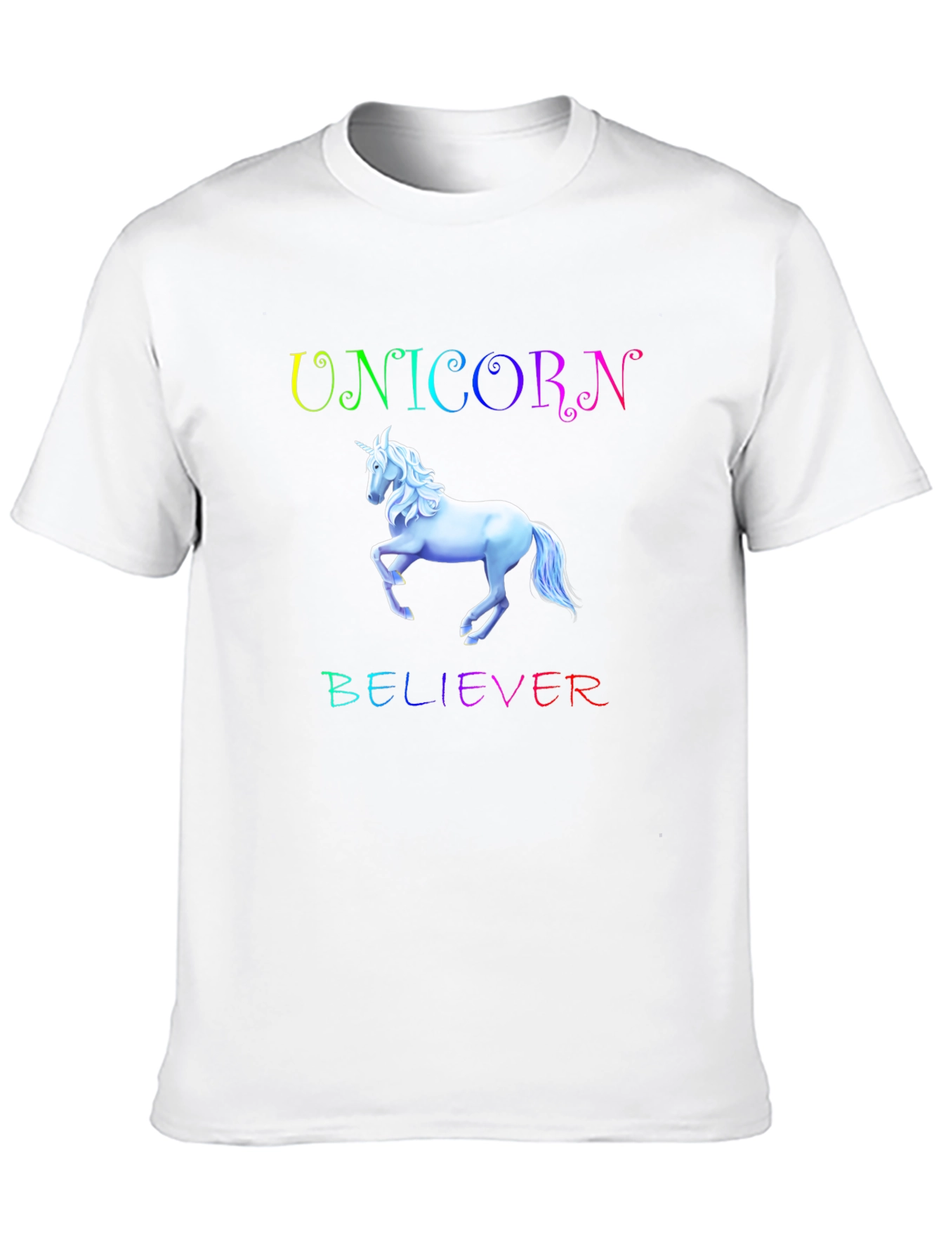 Unicorn Believer Rainbow Text Black T-Shirt