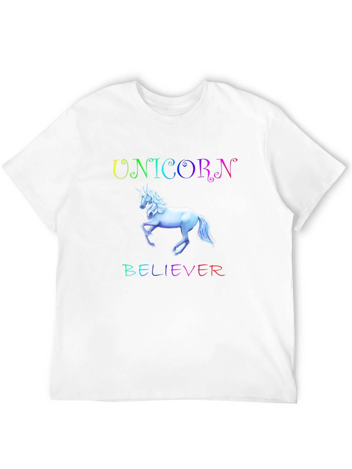 Unicorn Believer Rainbow Text Black T-Shirt