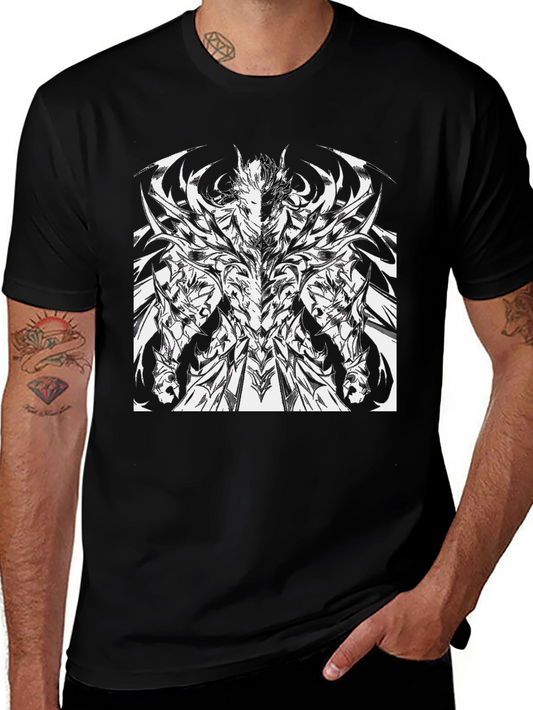 Black Graphic Tee - Abstract Warrior Print