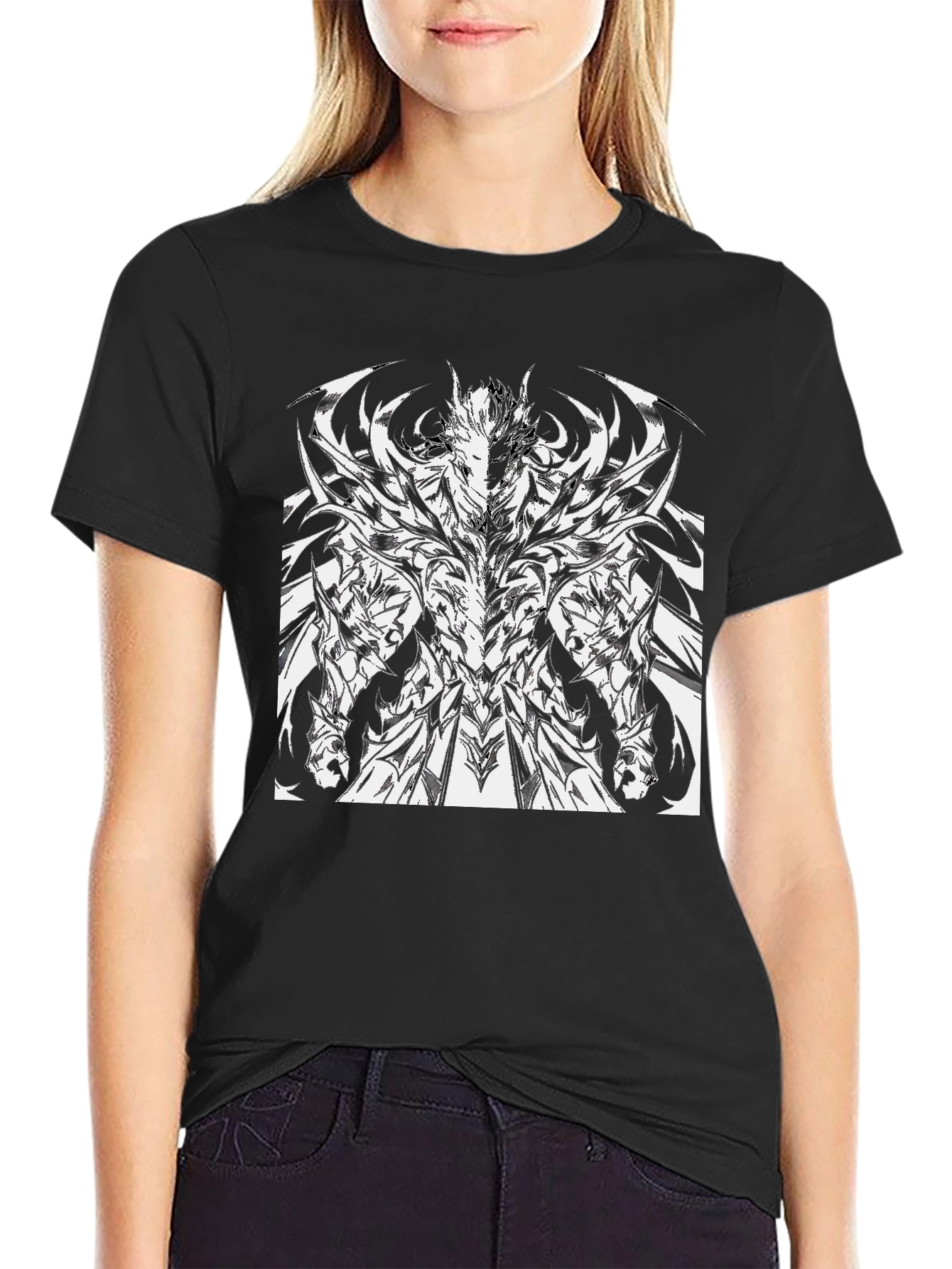 Black Graphic Tee - Abstract Warrior Print