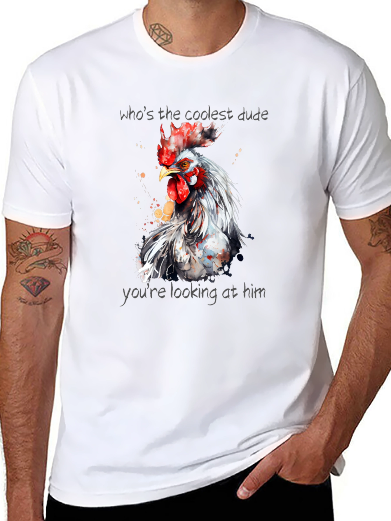 Coolest Dude Rooster Graphic Tee