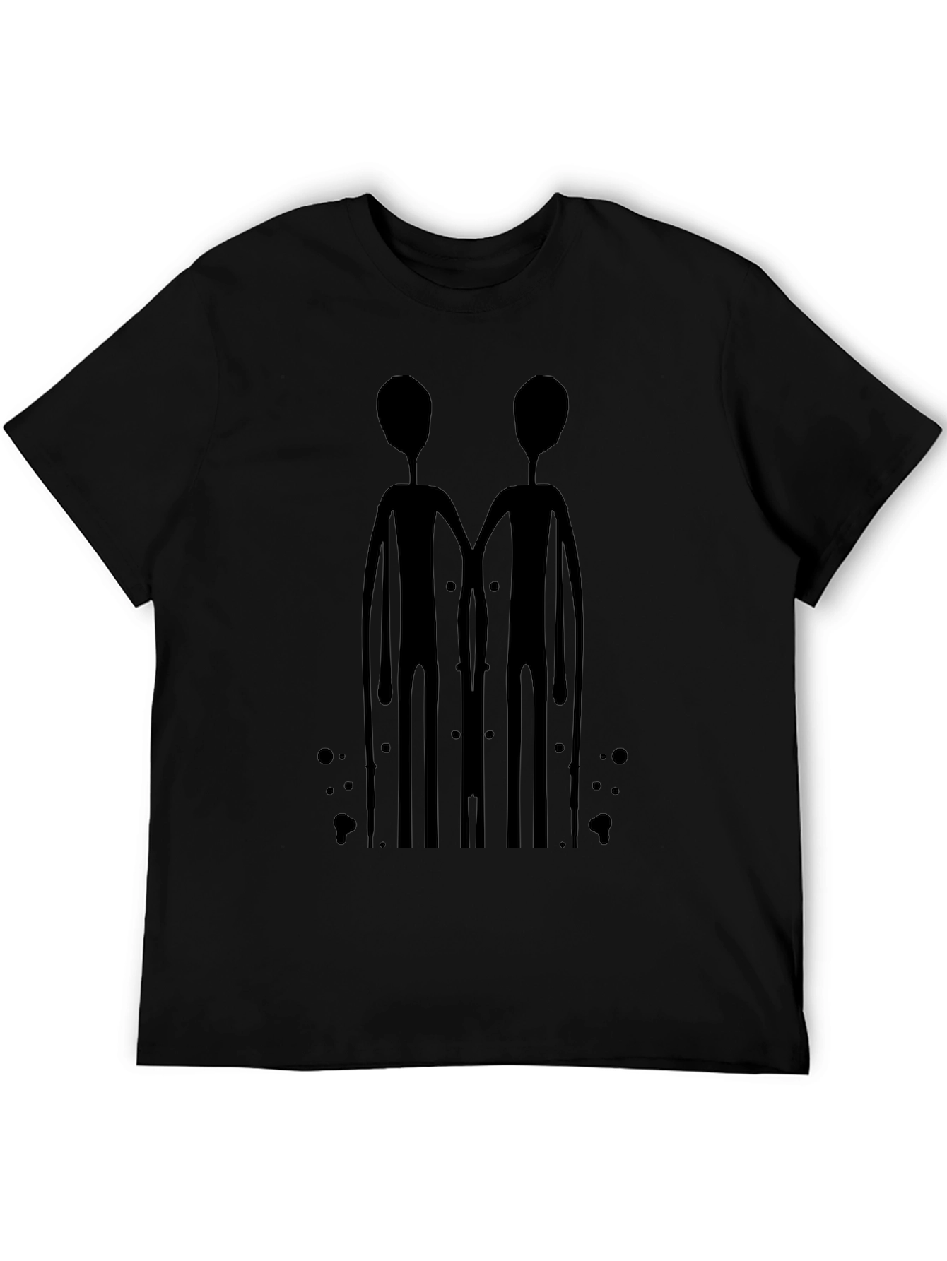 Abstract Alien Duo Black Graphic Tee