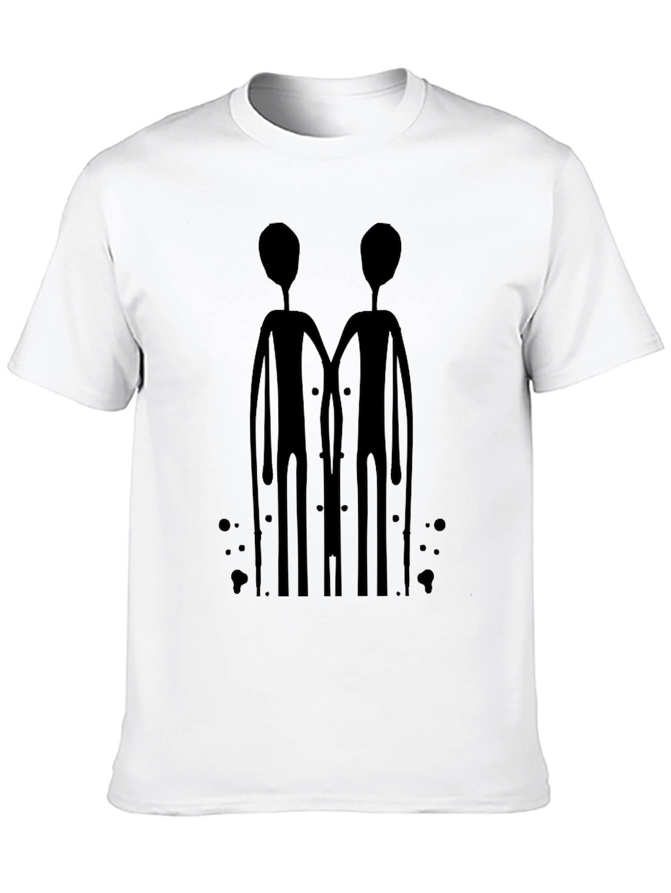 Abstract Alien Duo Black Graphic Tee