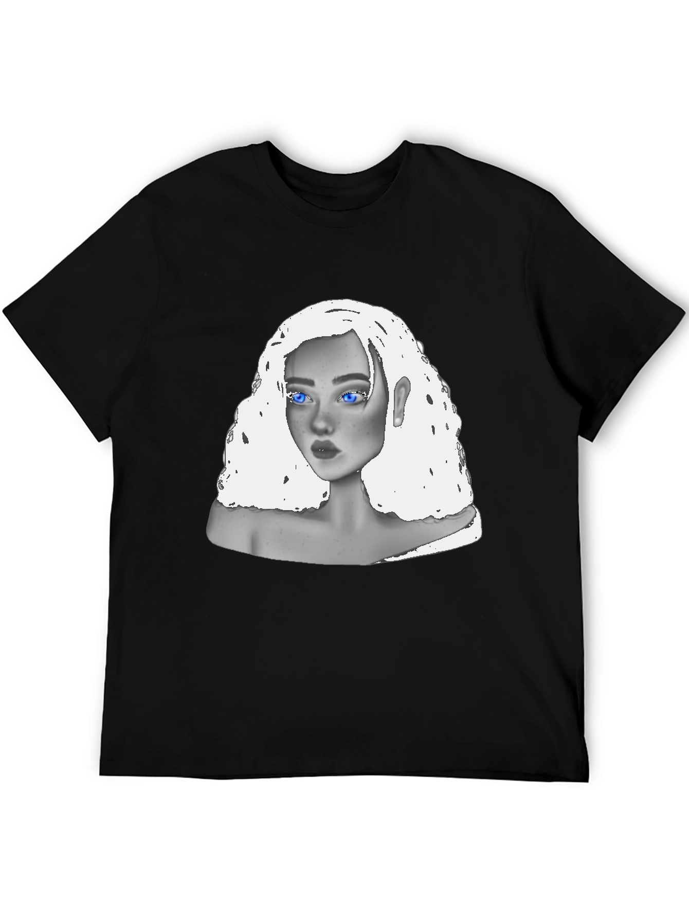 Black T-Shirt with Unique Portrait Design