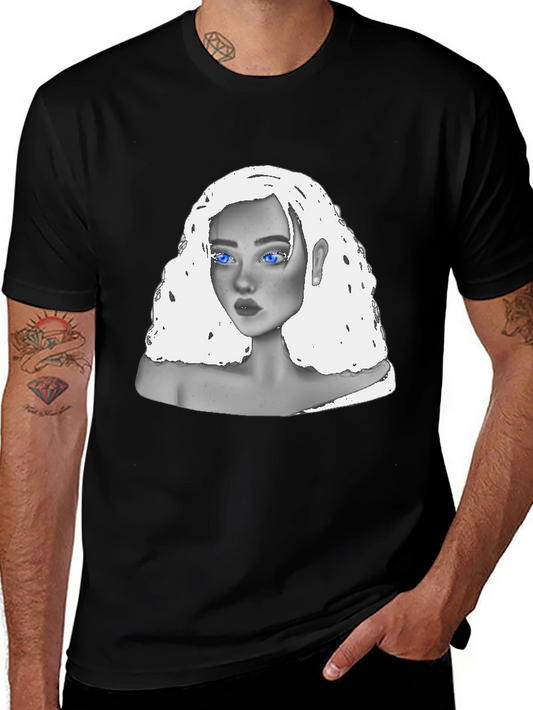 Black T-Shirt with Unique Portrait Design