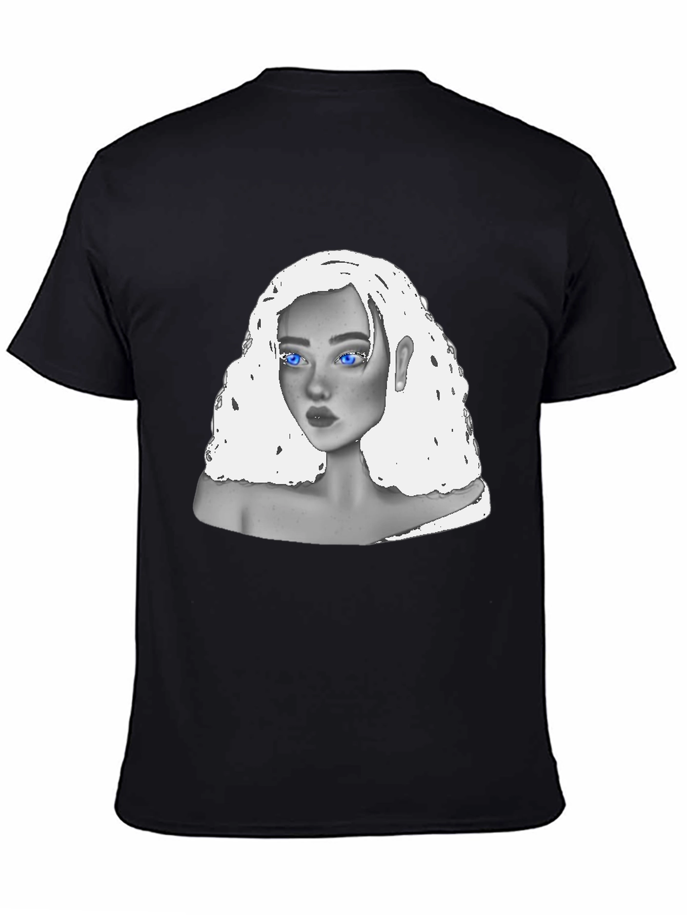 Black T-Shirt with Unique Portrait Design