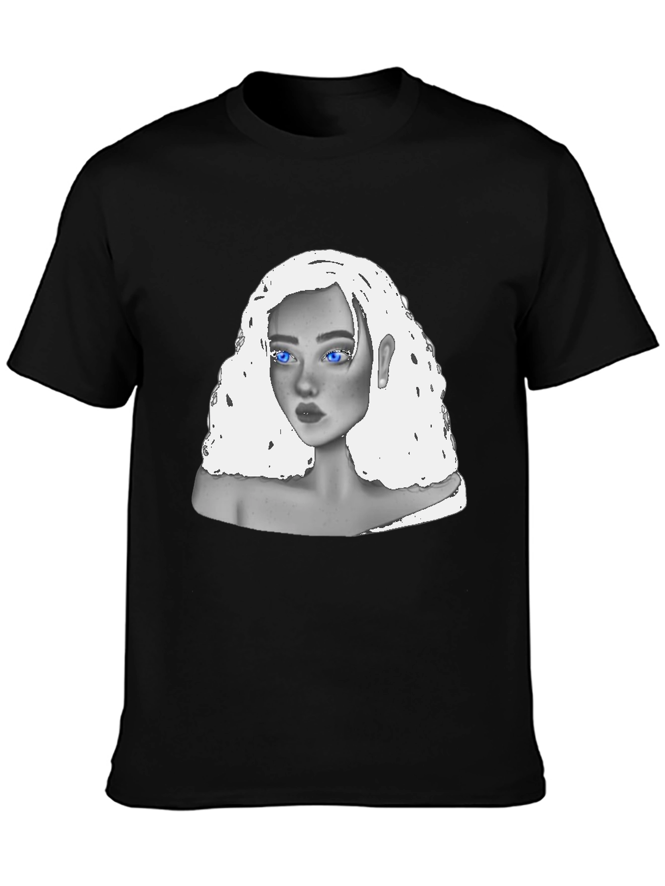 Black T-Shirt with Unique Portrait Design