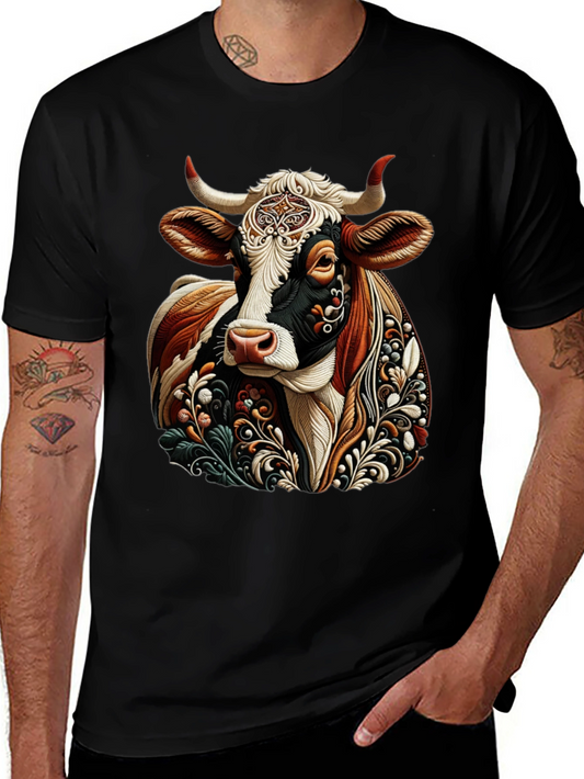 Cow Graphic Print Black T-Shirt