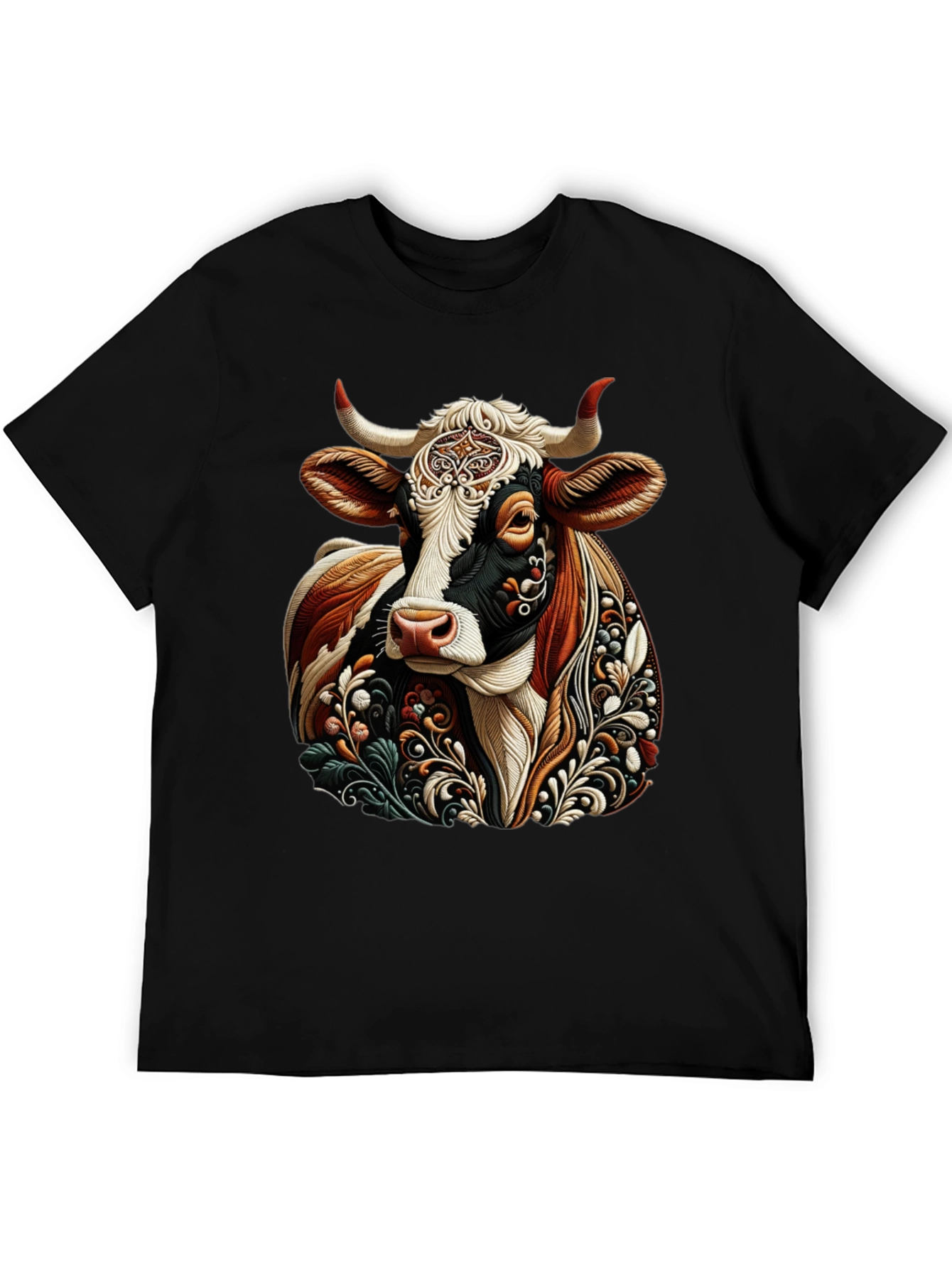 Cow Graphic Print Black T-Shirt