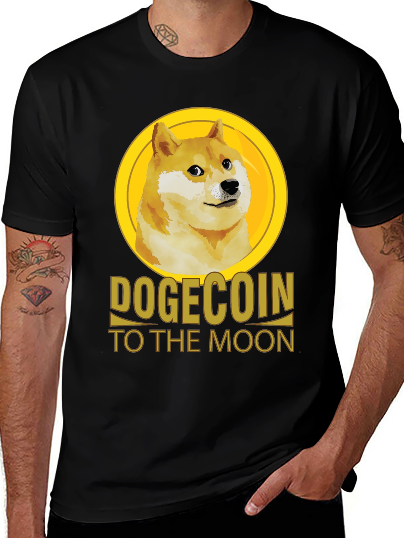 Dogecoin To The Moon Black T-Shirt