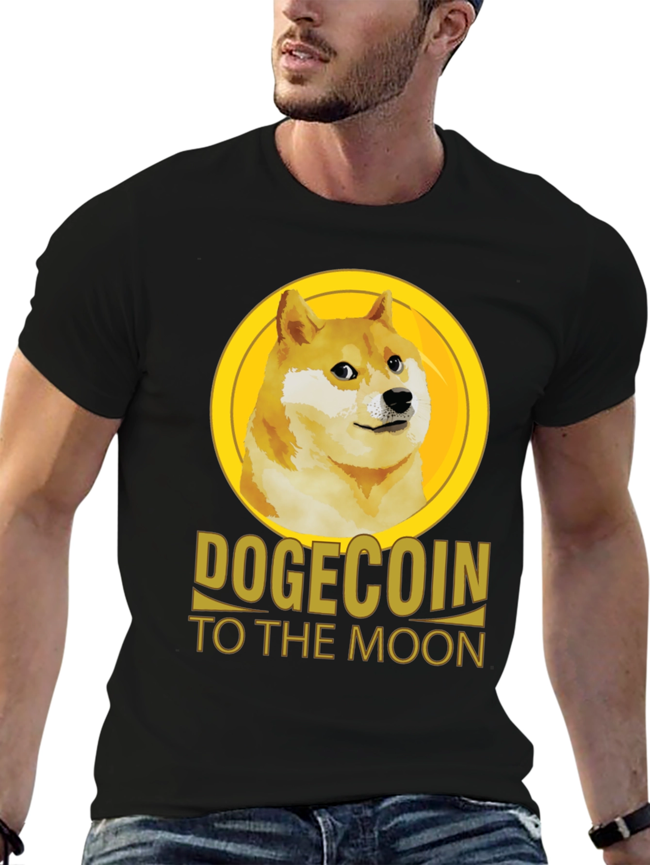Dogecoin To The Moon Black T-Shirt