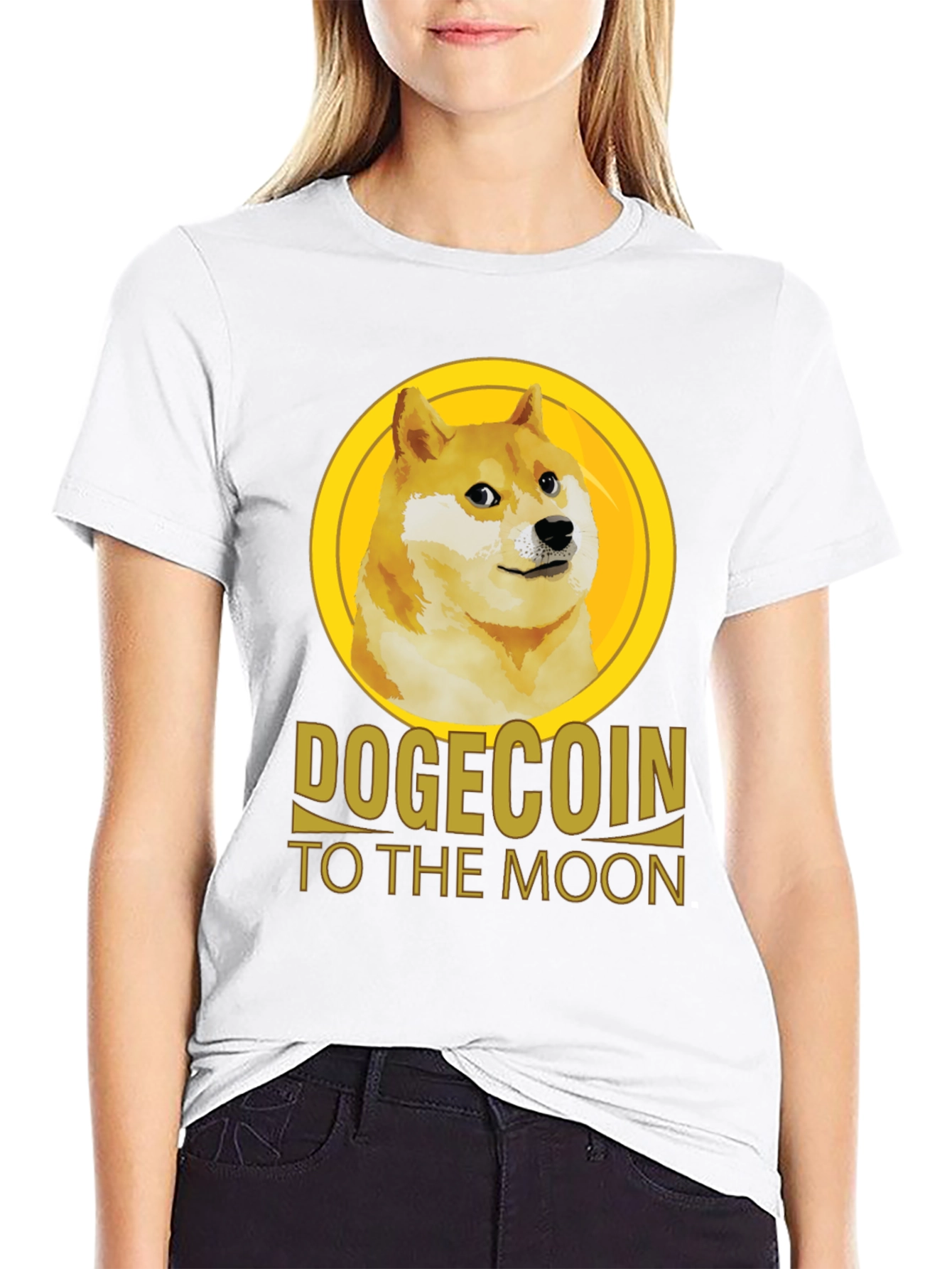 Dogecoin To The Moon Black T-Shirt