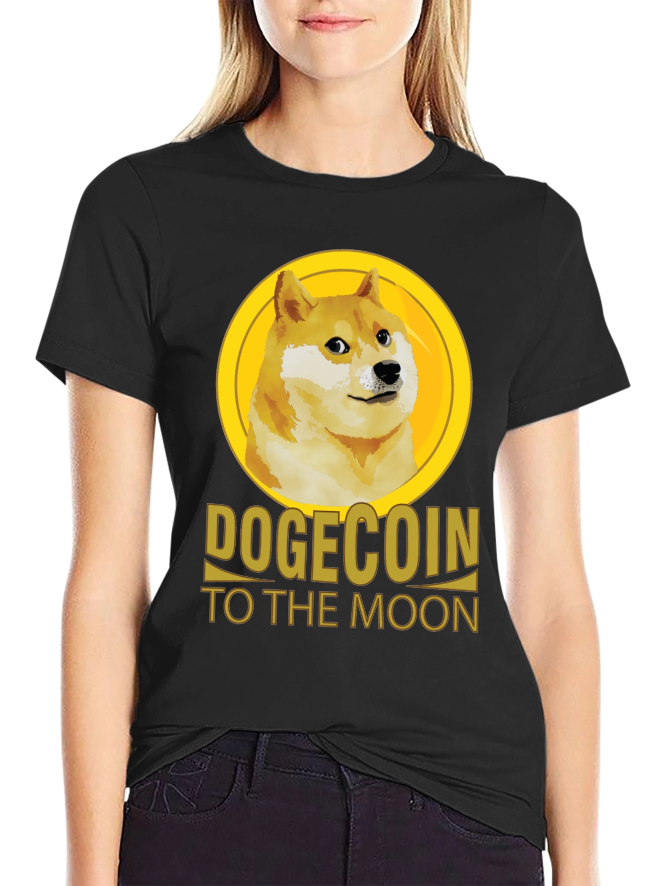 Dogecoin To The Moon Black T-Shirt
