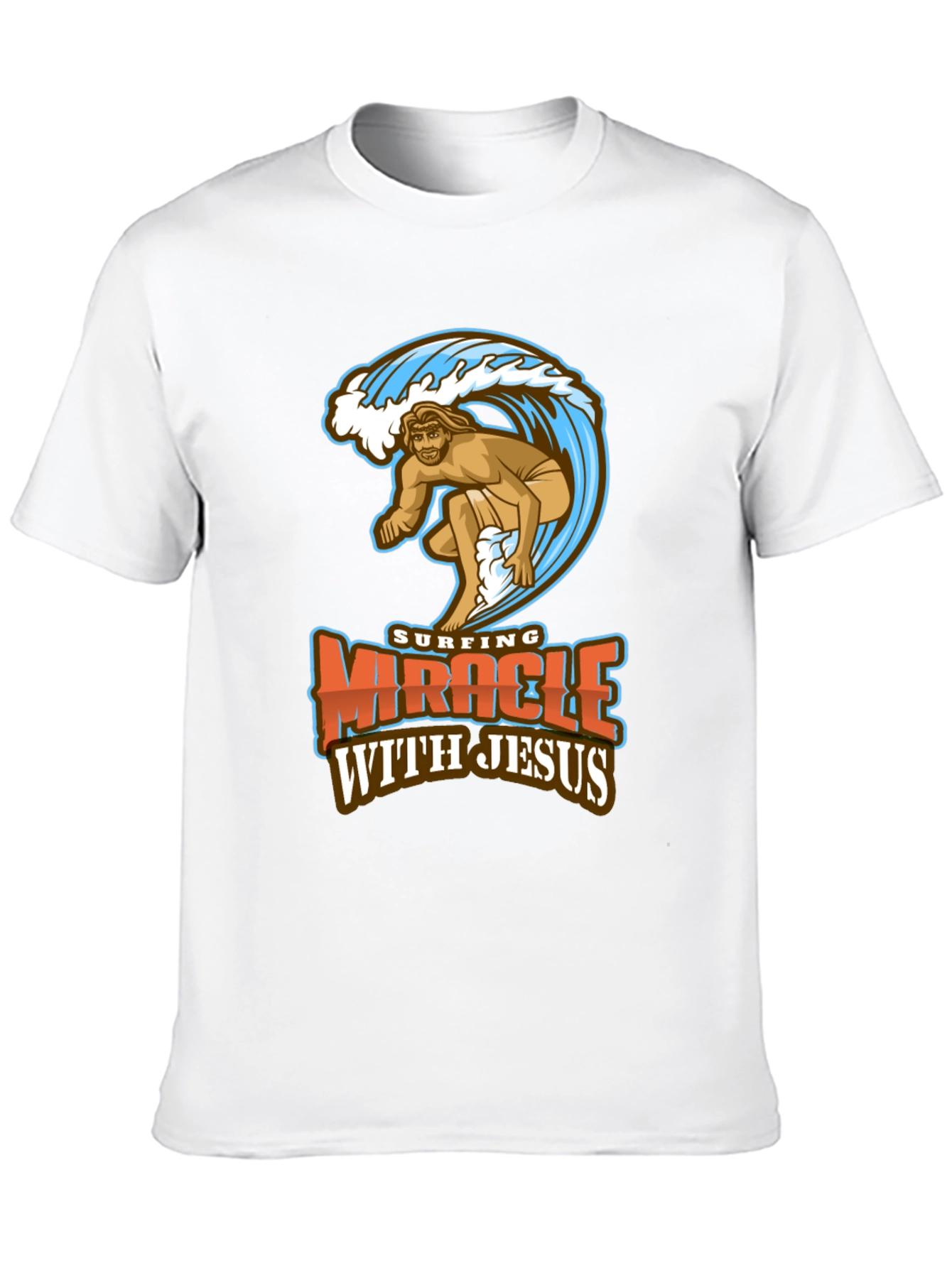 Surfing Miracle with Jesus Graphic T-Shirt